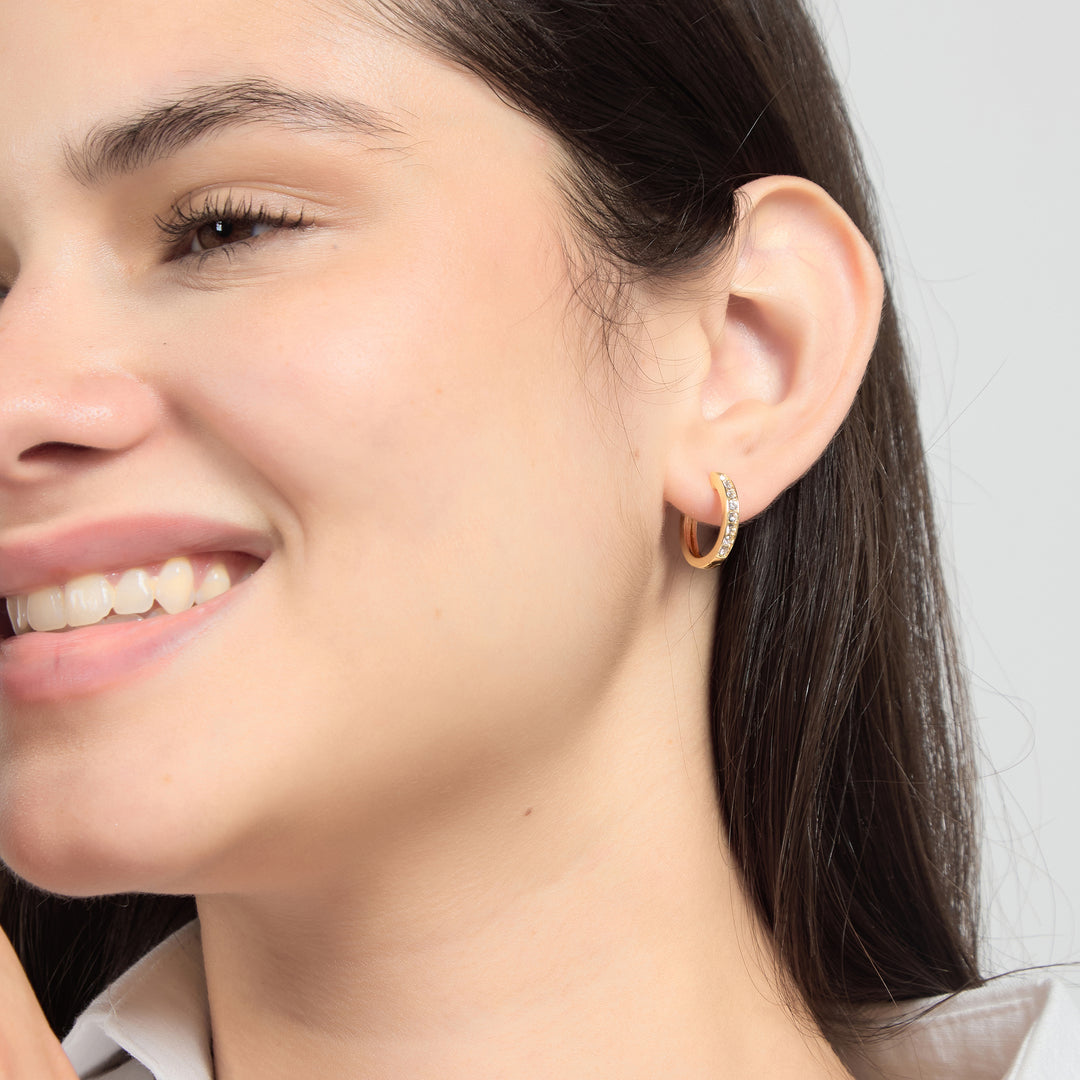 18k Gold Plated Hoop Earrings Created with Zircondia® Crystals