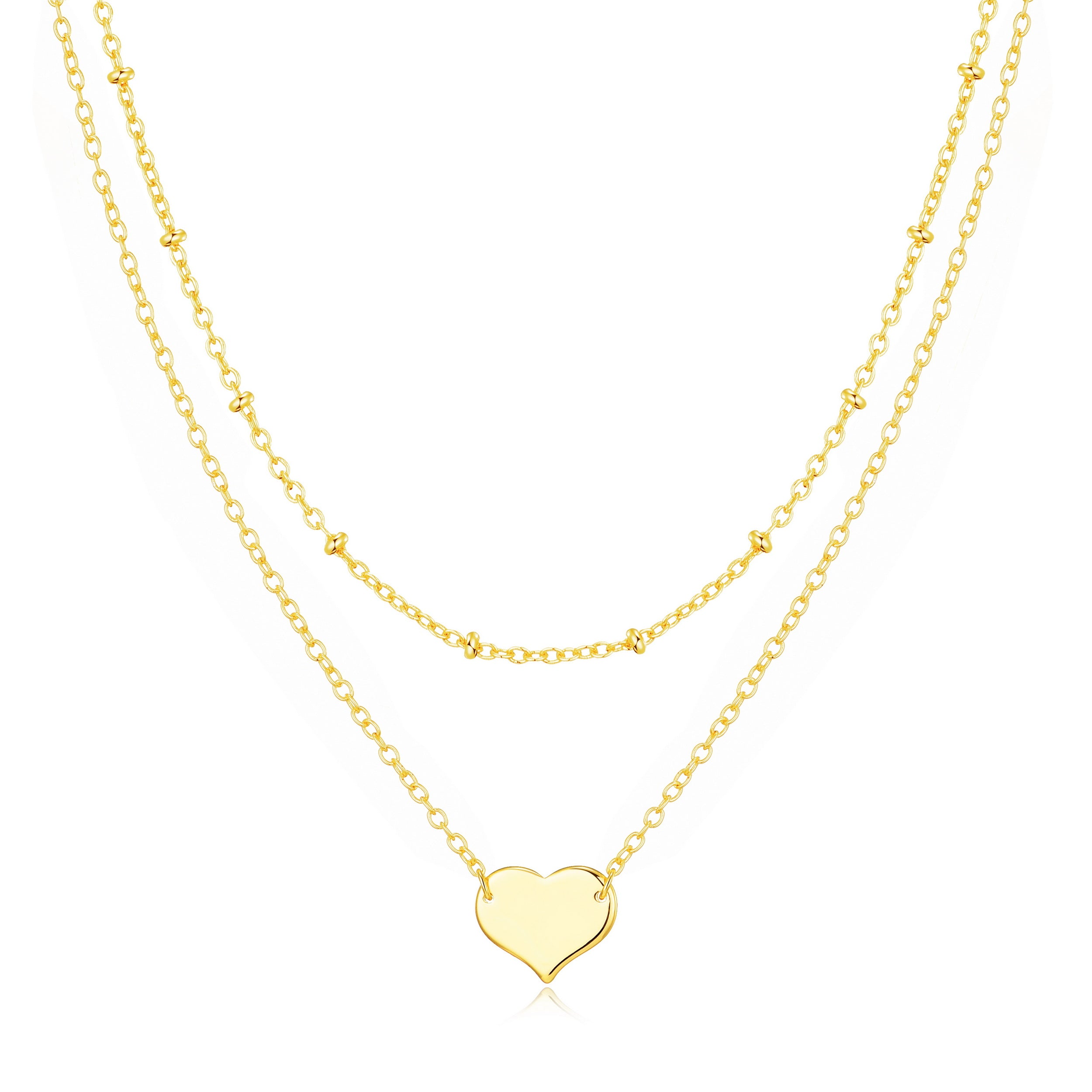 Gold Plated Double Layered Heart Necklace