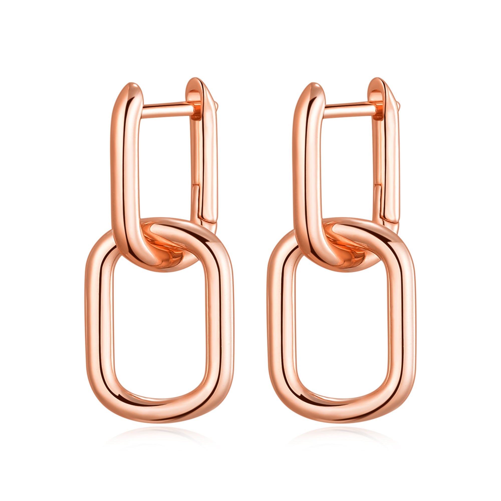 Rose Gold Plated Paperclip Earrings by Philip Jones Jewellery