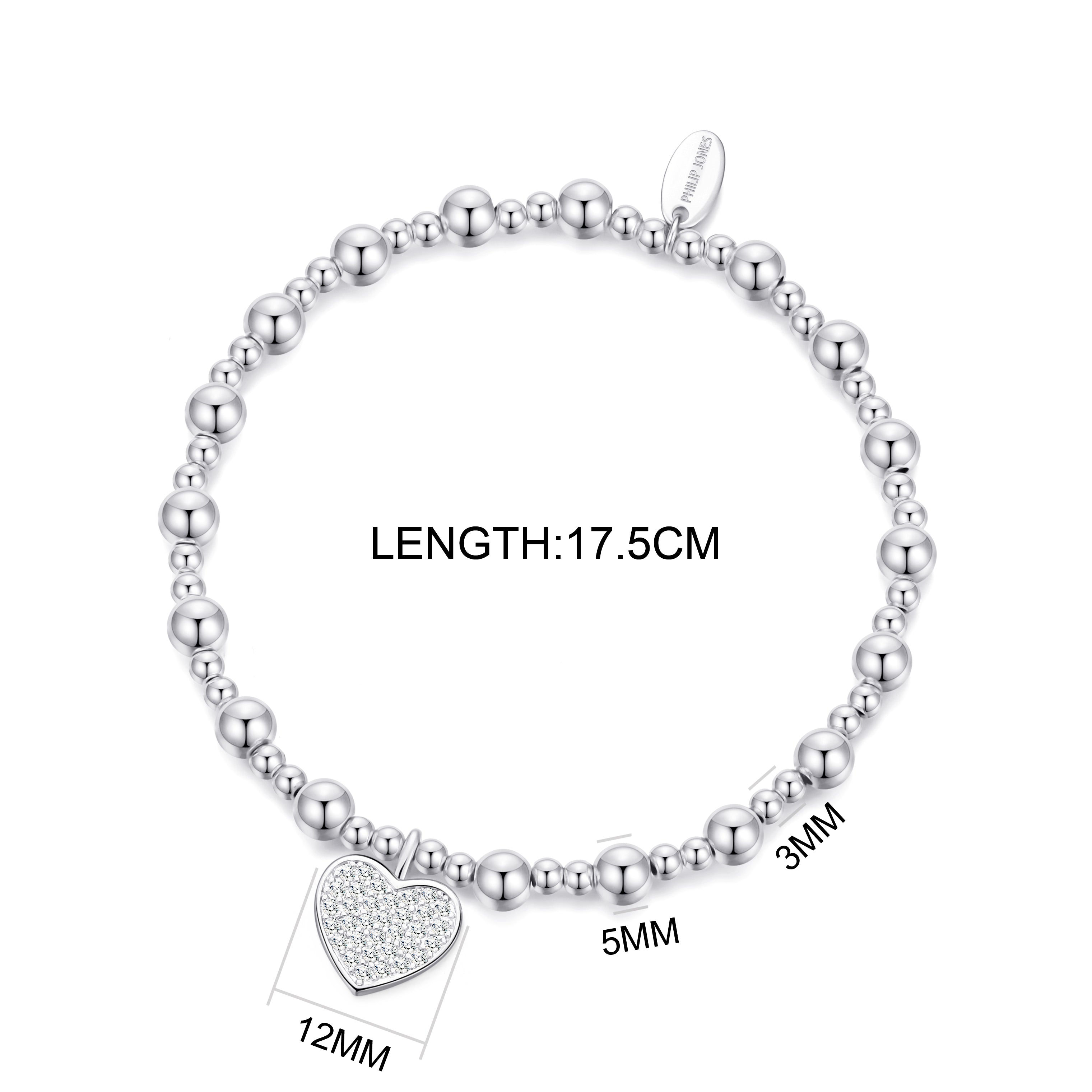 30th Birthday Heart Charm Stretch Bracelet with Quote Gift Box