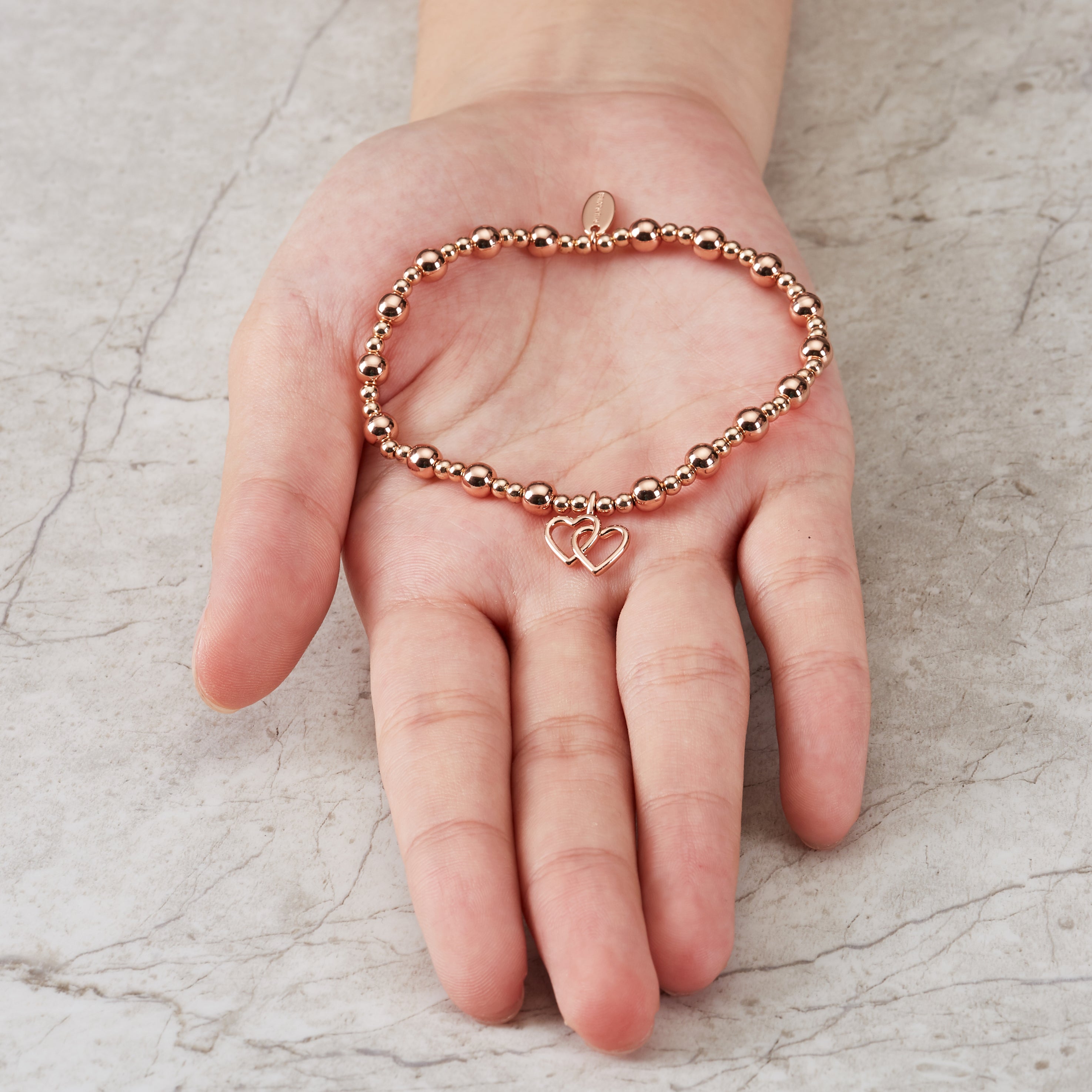 Rose Gold Plated I Couldn't Say i Do Without You Heart Link Stretch Bracelet with Gift Box