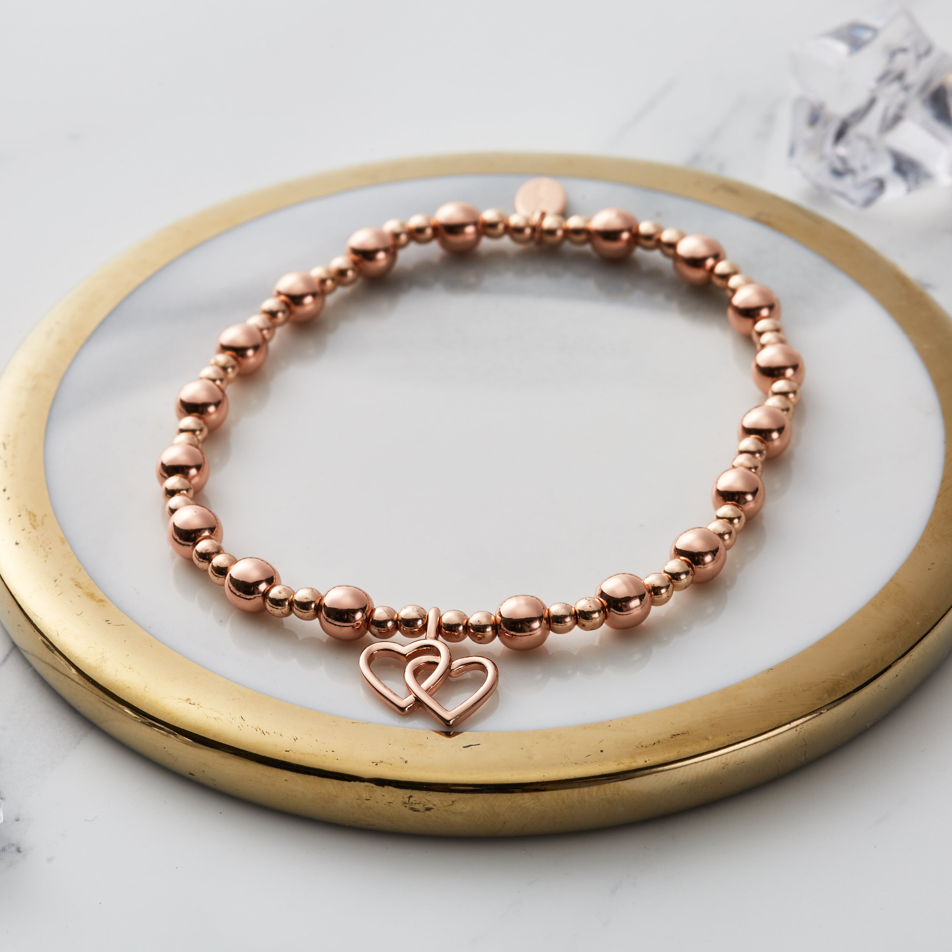 Rose Gold Plated I Couldn't Say i Do Without You Heart Link Stretch Bracelet with Gift Box