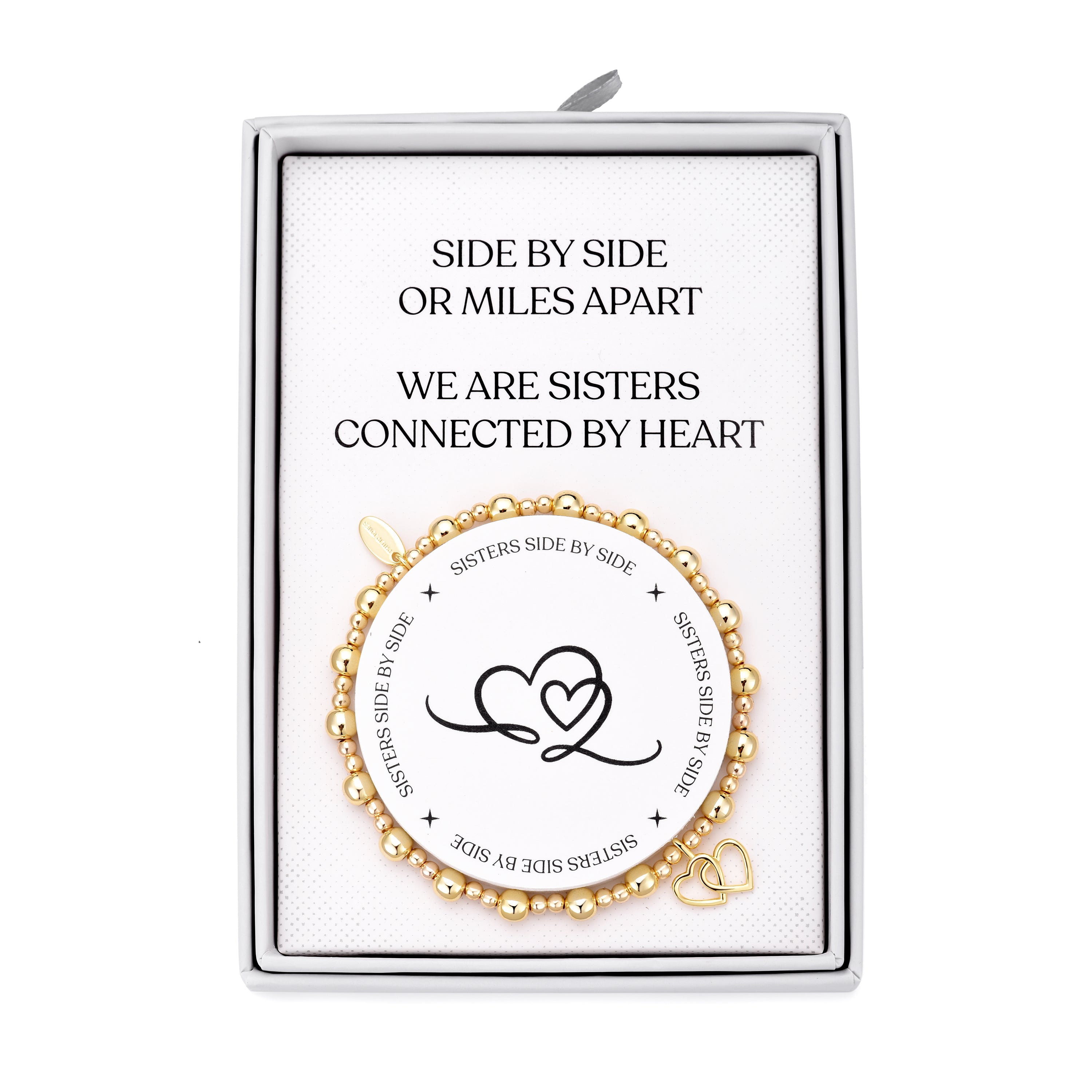 Gold Plated Sister Quote Stretch Bracelet with Gift Box by Philip Jones Jewellery