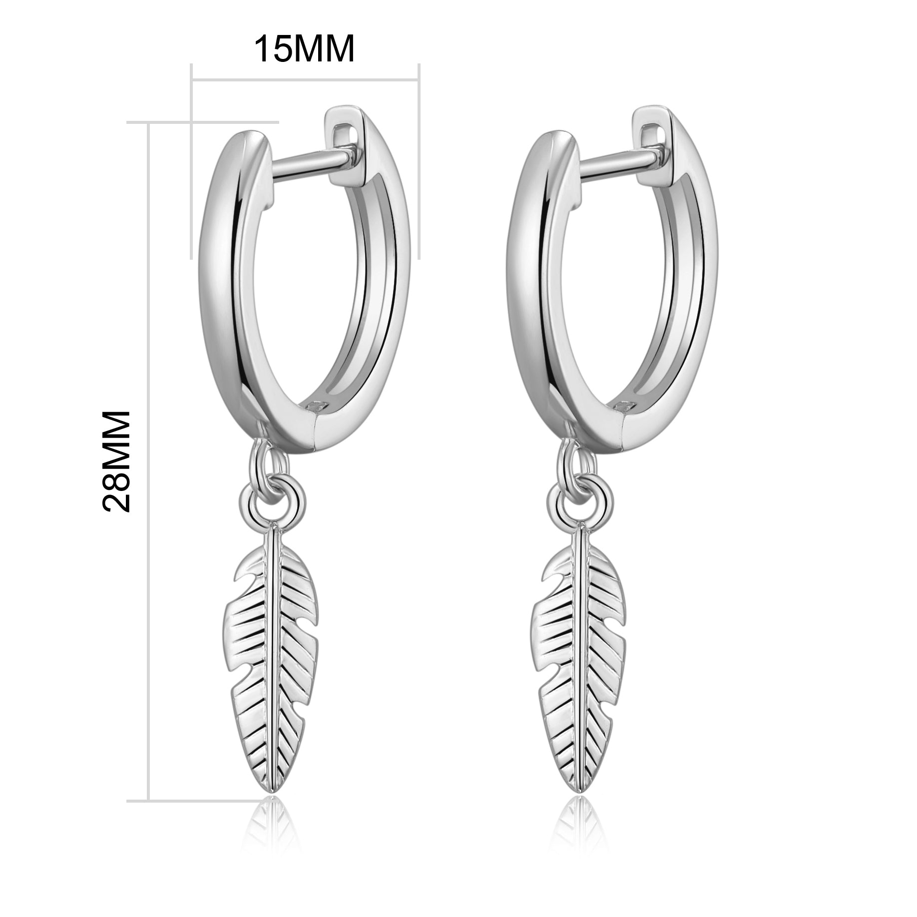 Silver Plated Feather Charm Hoop Earrings