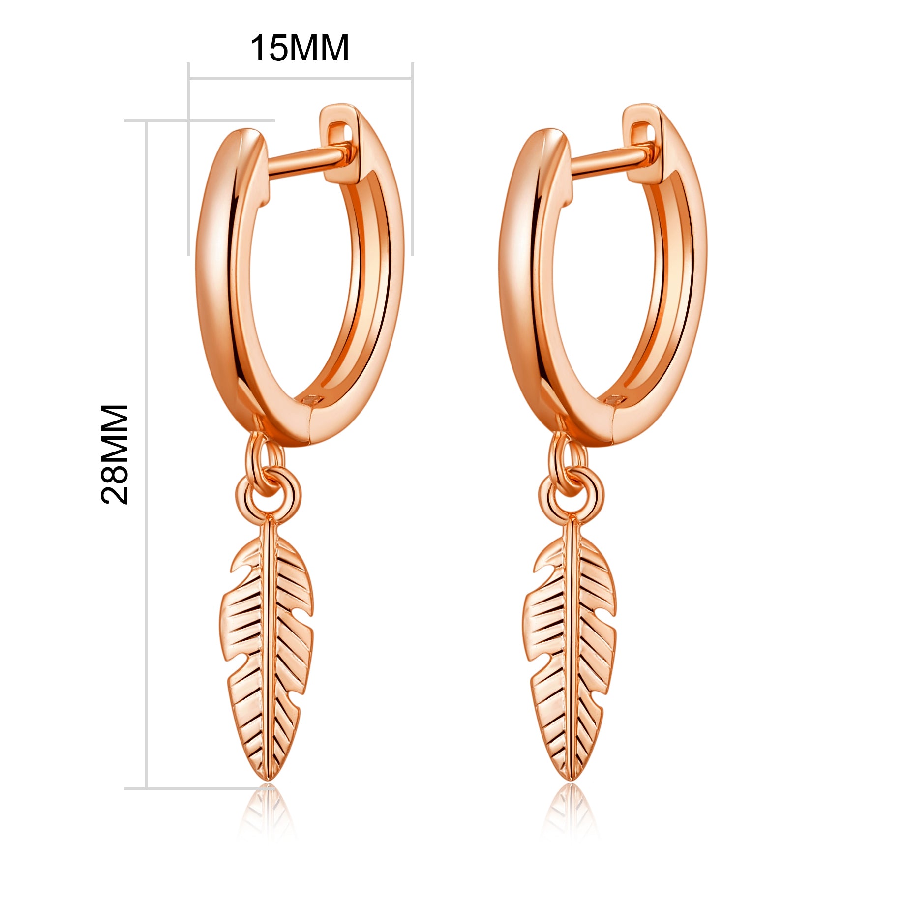 Rose Gold Plated Feather Charm Hoop Earrings