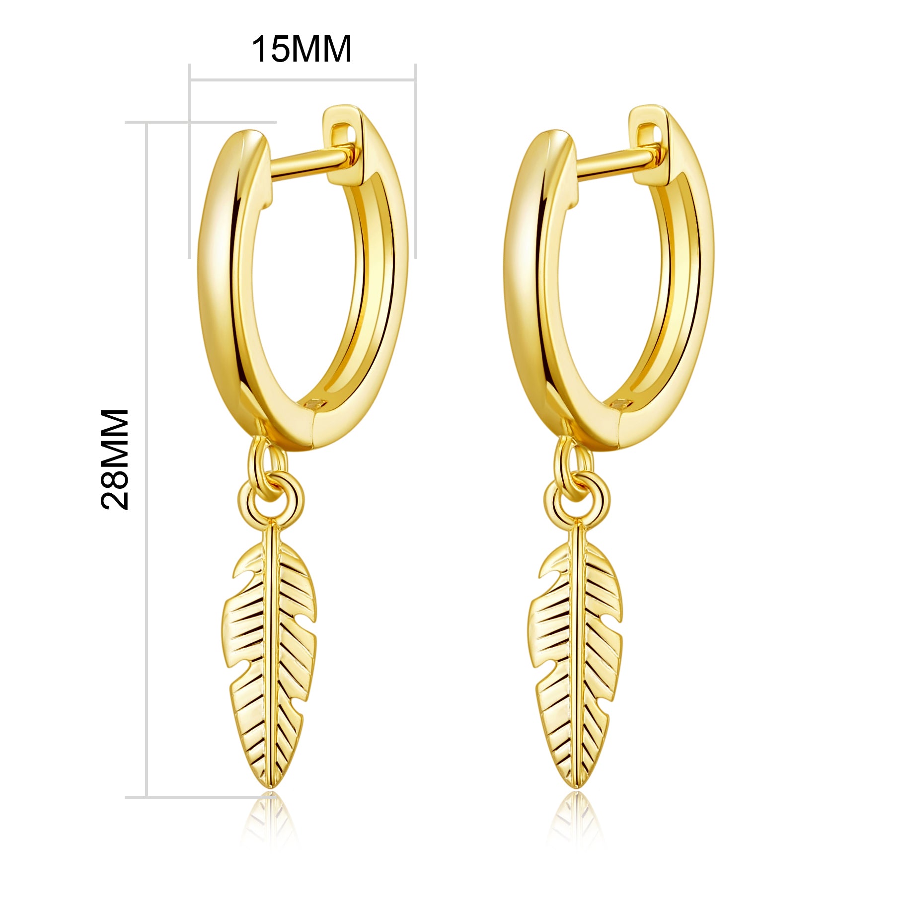 Gold Plated Feather Charm Hoop Earrings