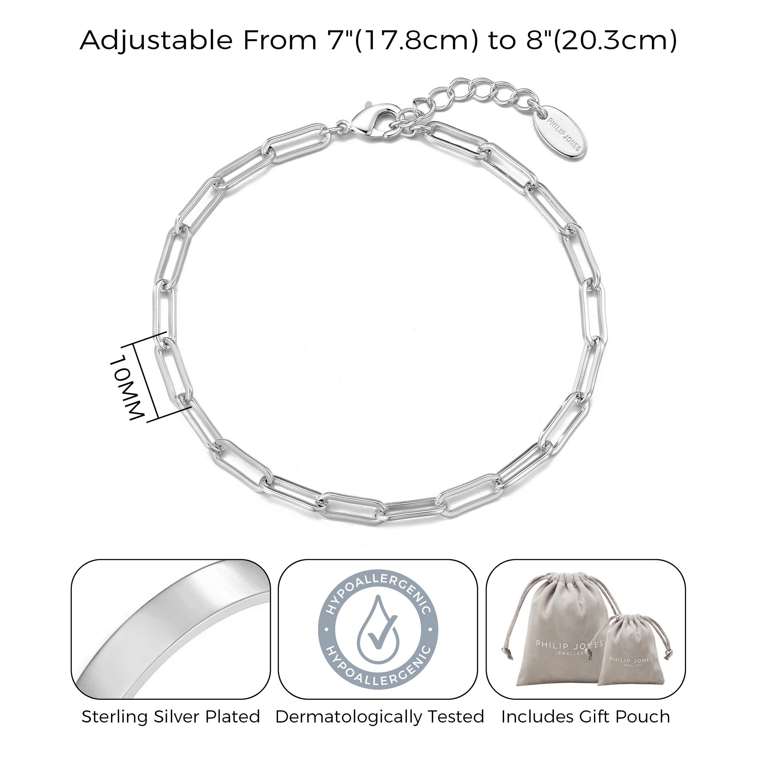 Silver Plated Small Link Paperclip Bracelet