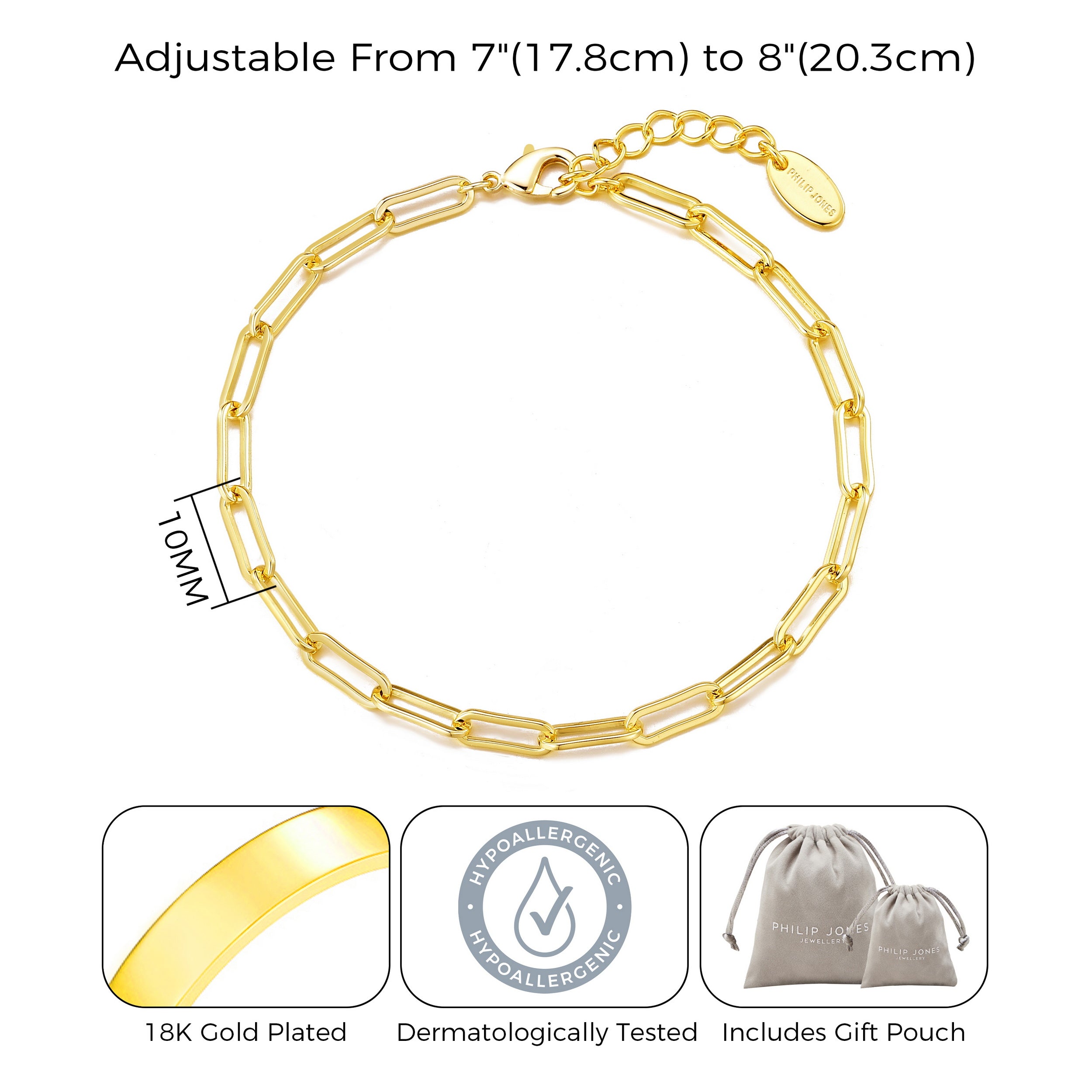 Gold Plated Small Link Paperclip Bracelet