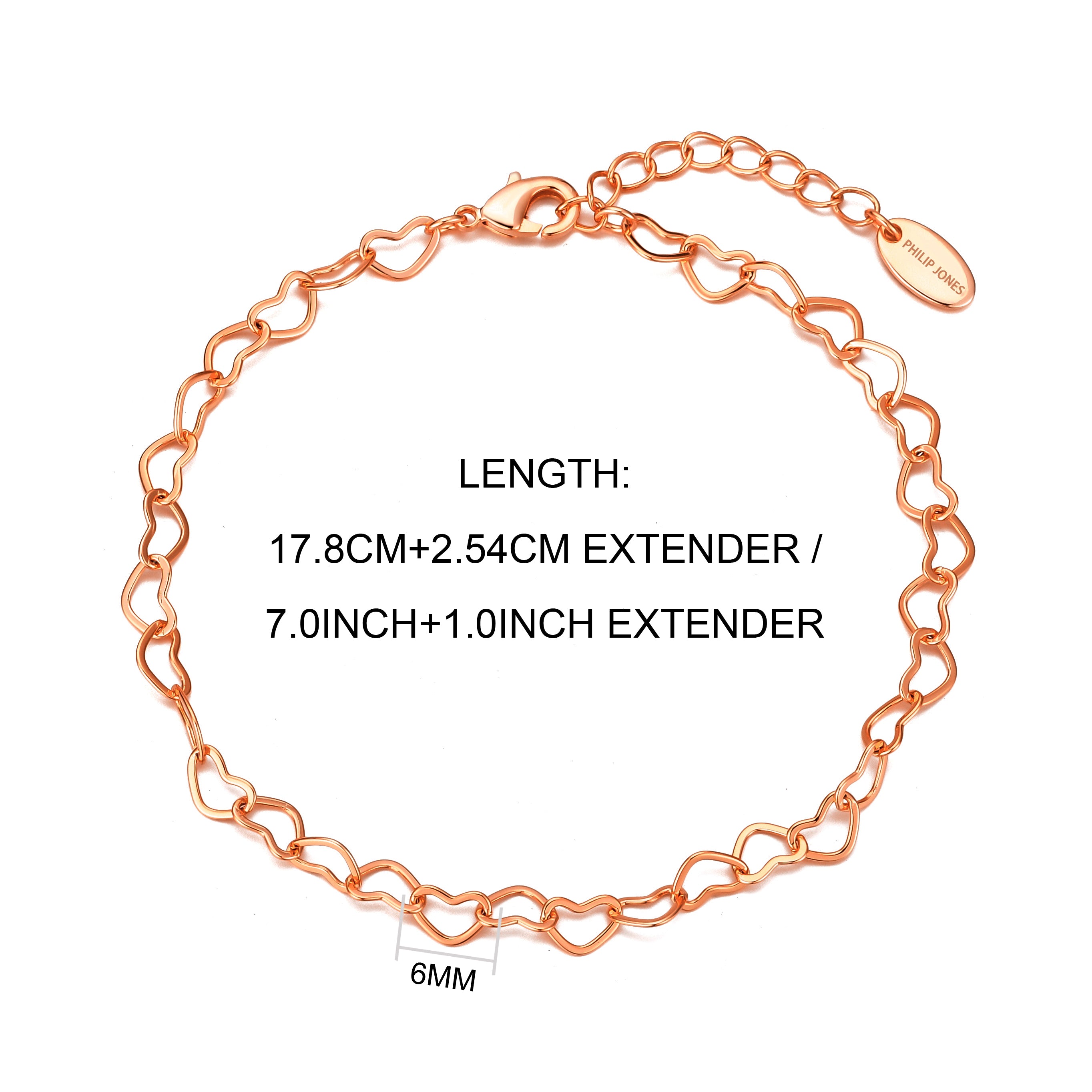 Rose Gold Plated Heart Link Bracelet