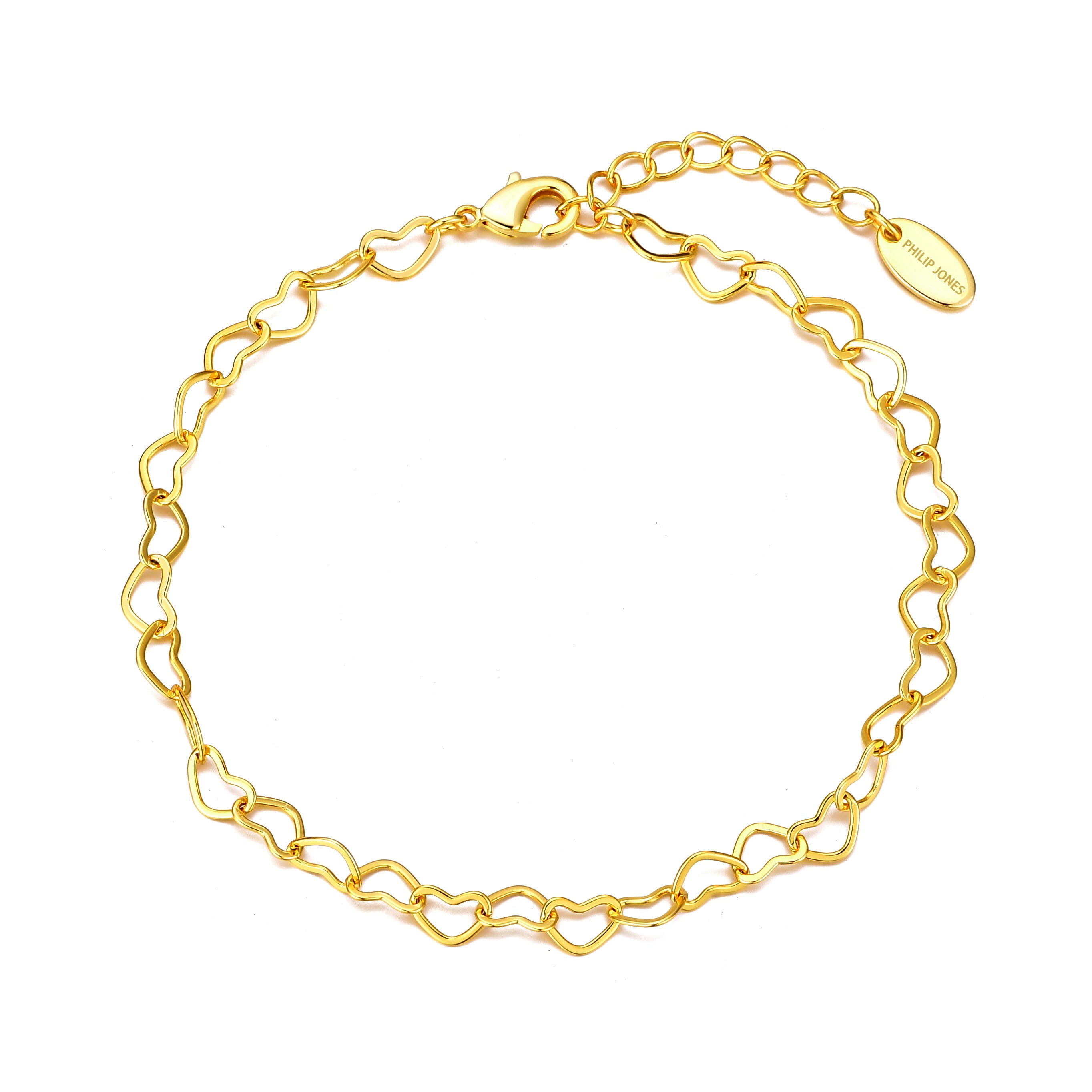 Gold Plated Heart Link Bracelet by Philip Jones Jewellery
