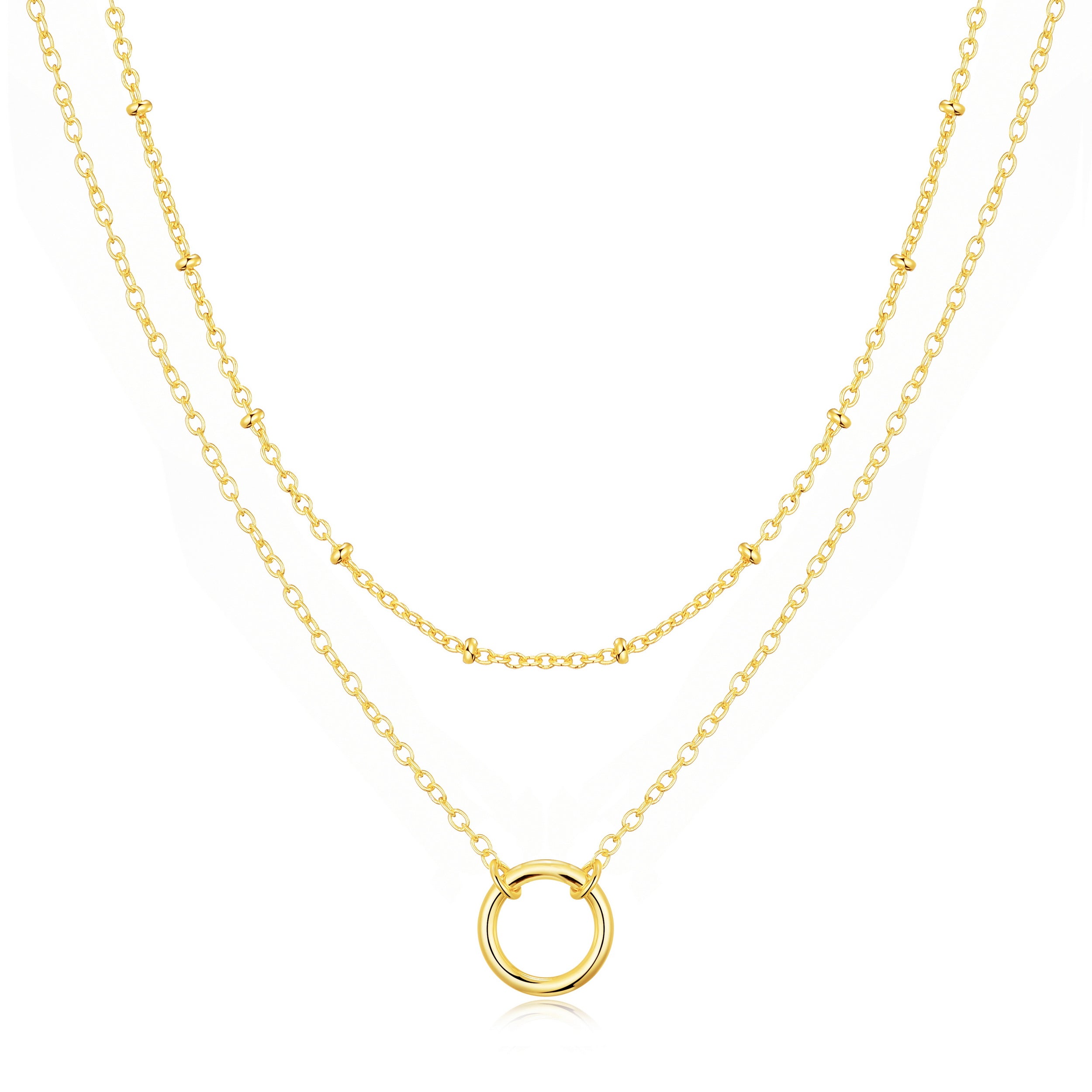 Gold Plated Double Layered Circle Necklace