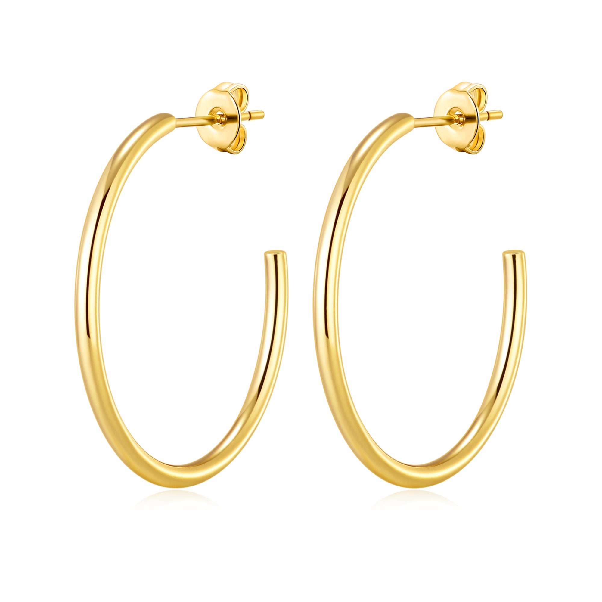 Gold Plated Round Hoop Earrings by Philip Jones Jewellery