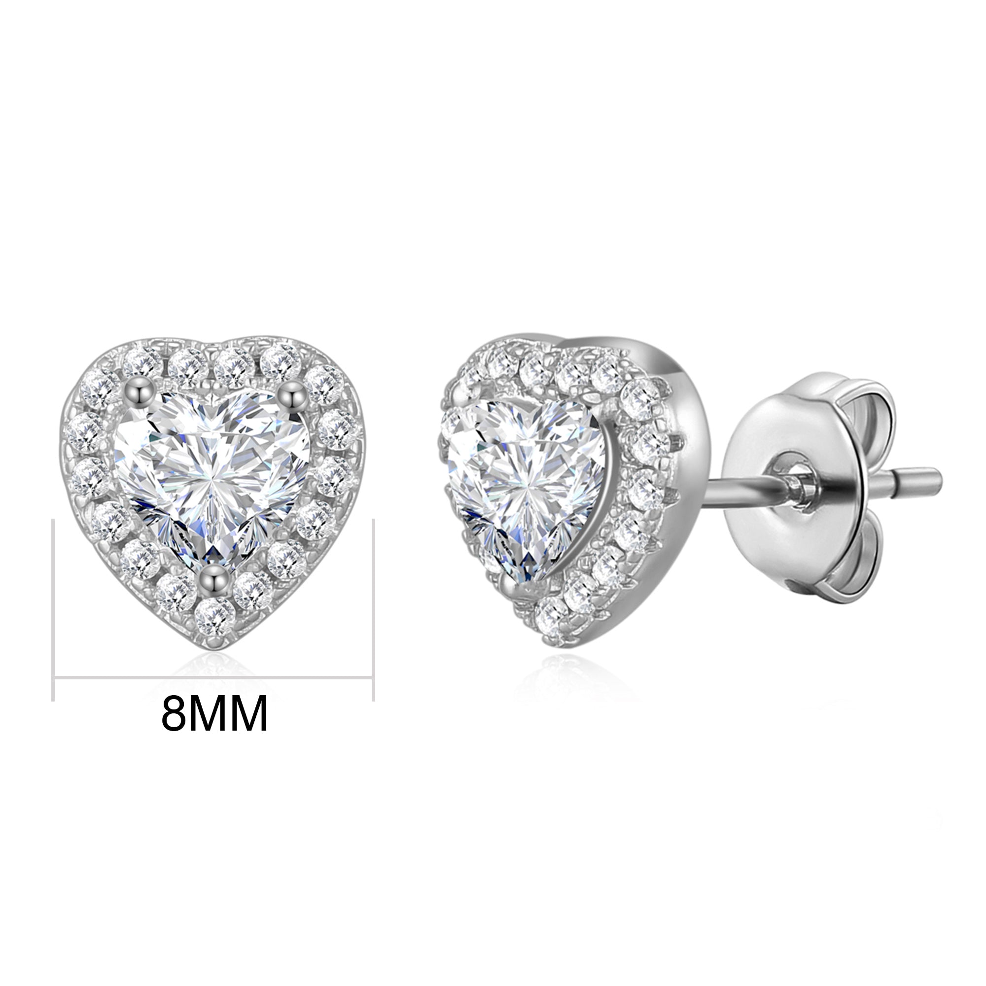Silver Plated Heart Halo Earrings Created with Zircondia® Crystals