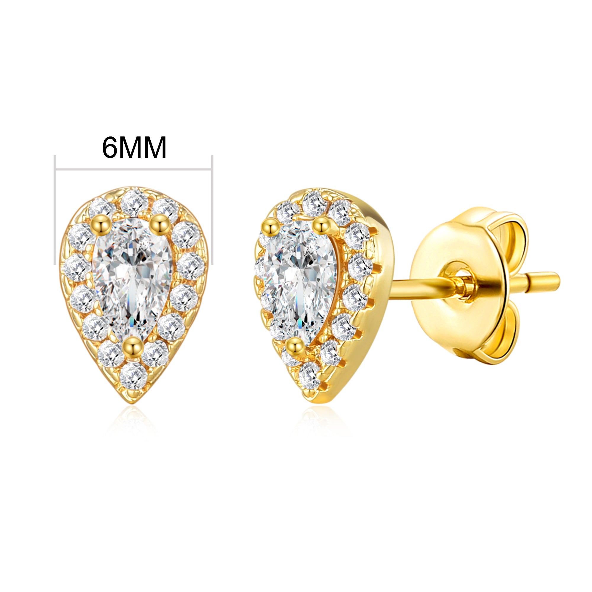 Gold Plated Pear Halo Earrings Created with Zircondia® Crystals