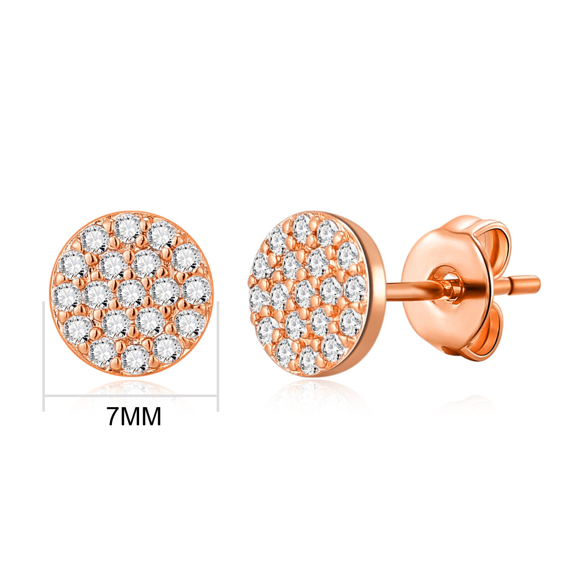 Rose Gold Plated Pave Round Earrings Created with Zircondia® Crystals