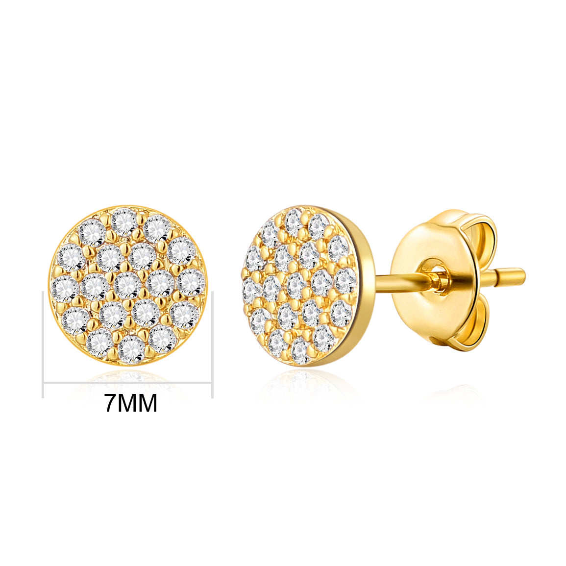 Gold Plated Pave Round Earrings Created with Zircondia® Crystals