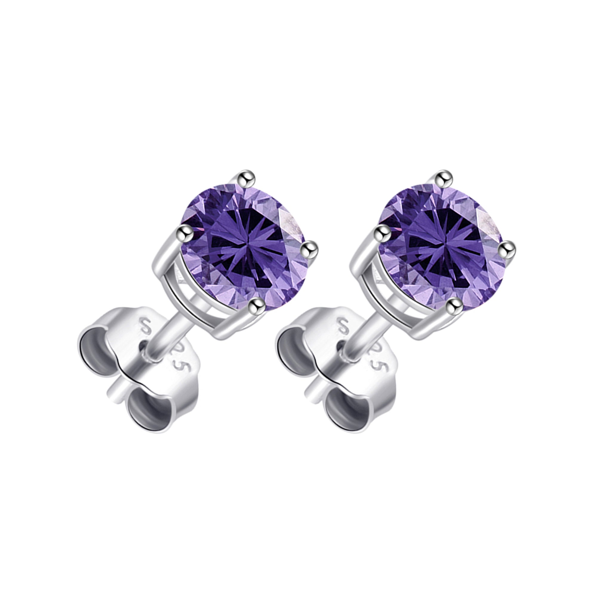 Sterling Silver Light Purple Earrings Created with Zircondia® Crystals by Philip Jones Jewellery