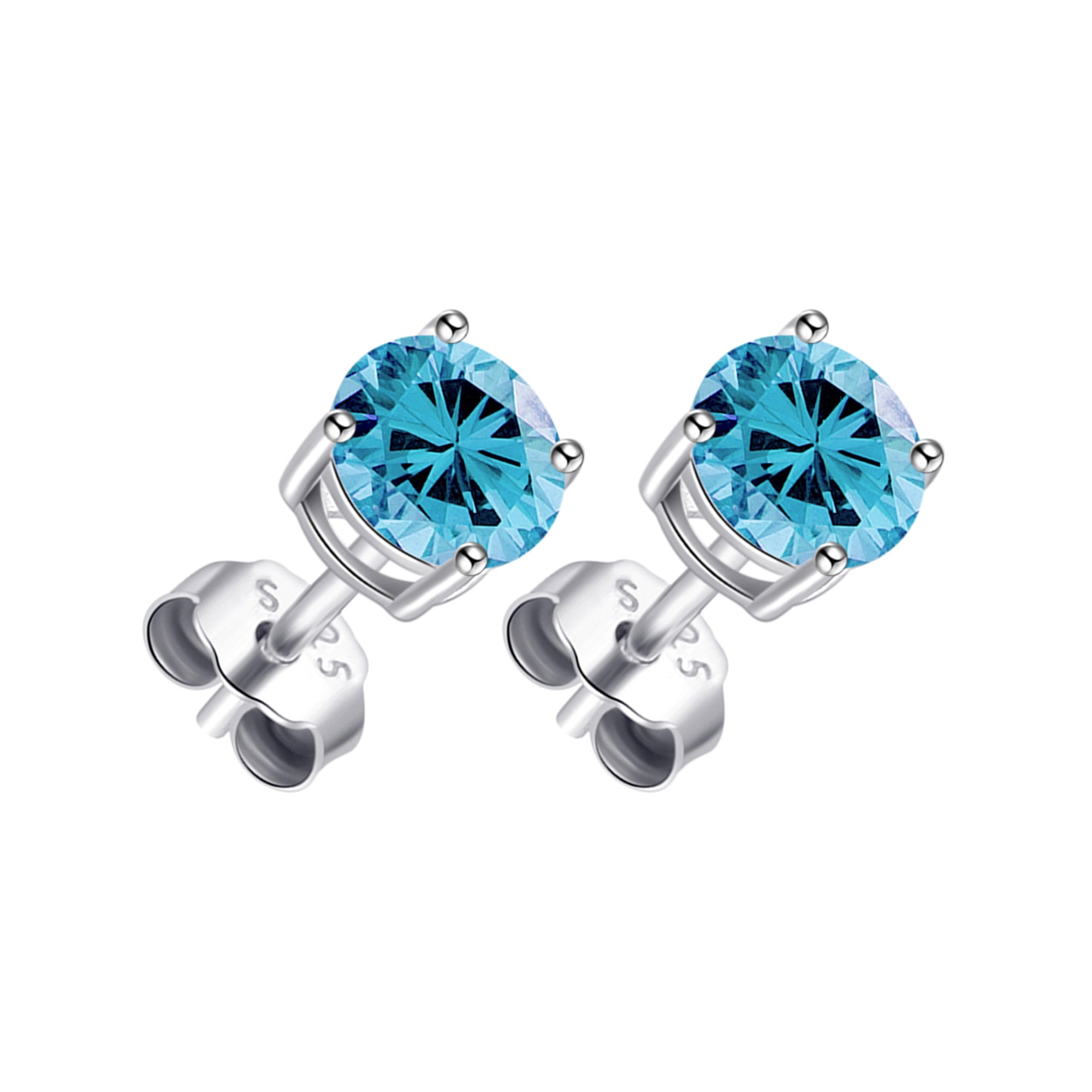 Sterling Silver Light Blue Earrings Created with Zircondia® Crystals by Philip Jones Jewellery