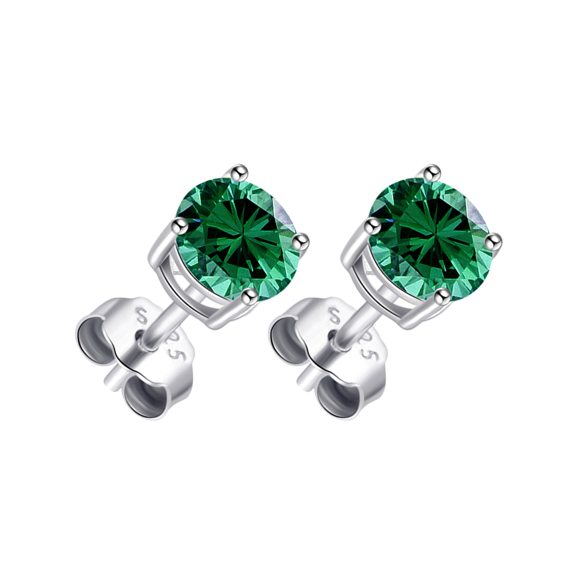 Sterling Silver Green Earrings Created with Zircondia® Crystals by Philip Jones Jewellery