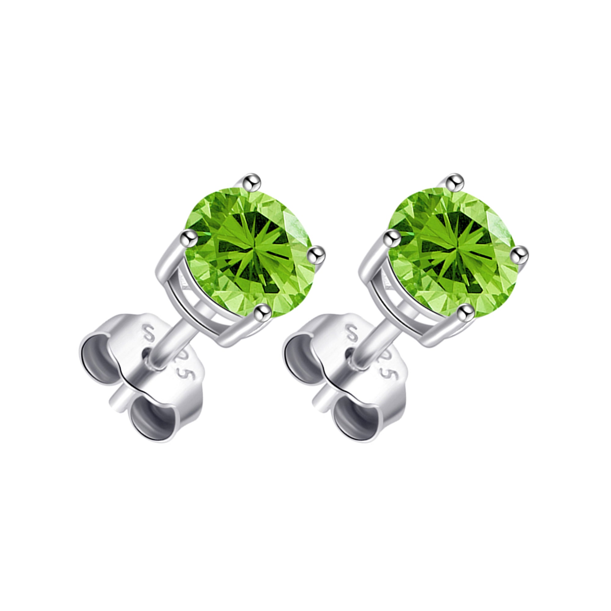Sterling Silver Light Green Earrings Created with Zircondia® Crystals by Philip Jones Jewellery