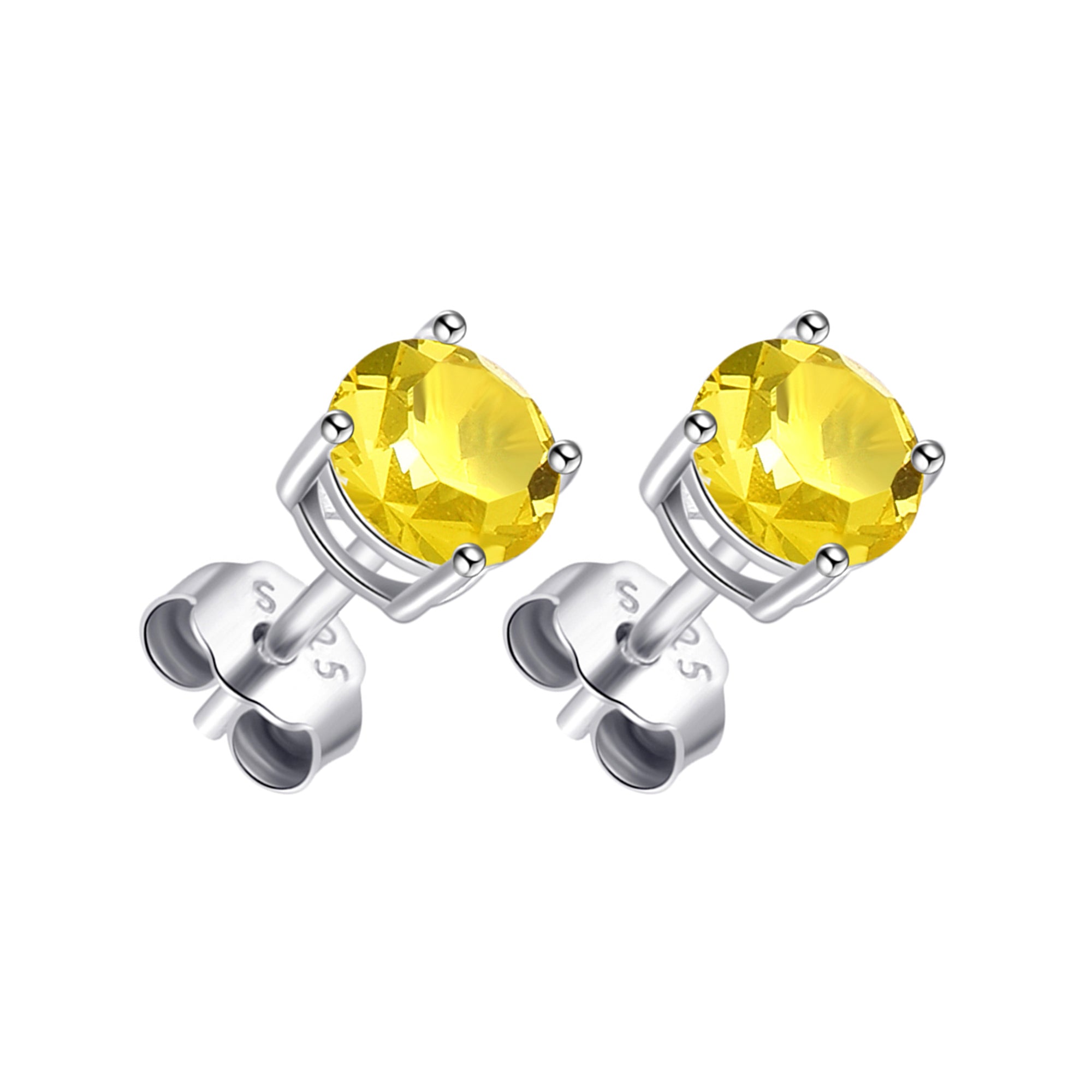 Sterling Silver Yellow Earrings Created with Zircondia® Crystals by Philip Jones Jewellery
