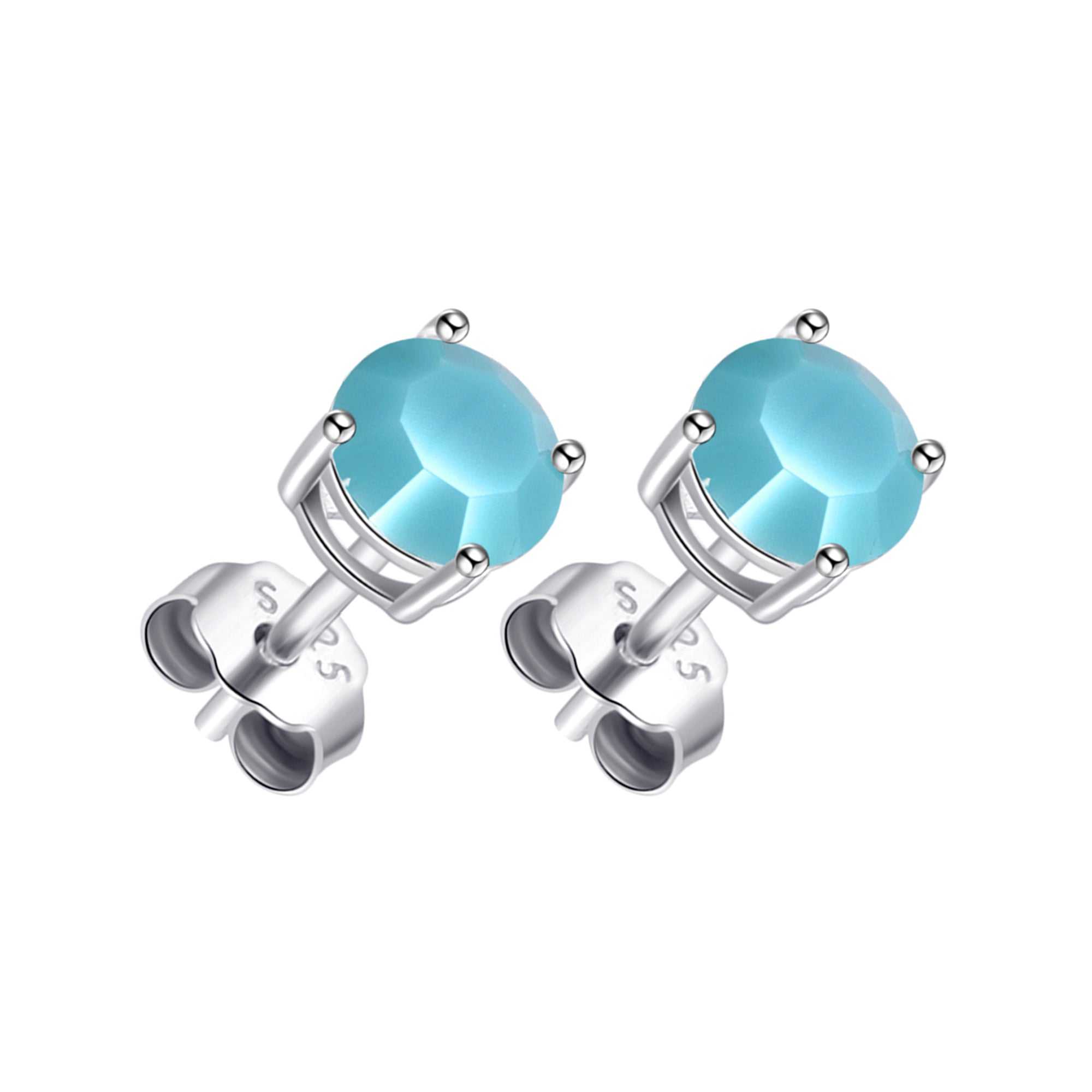 Sterling Silver Turquoise Earrings Created with Zircondia® Crystals by Philip Jones Jewellery