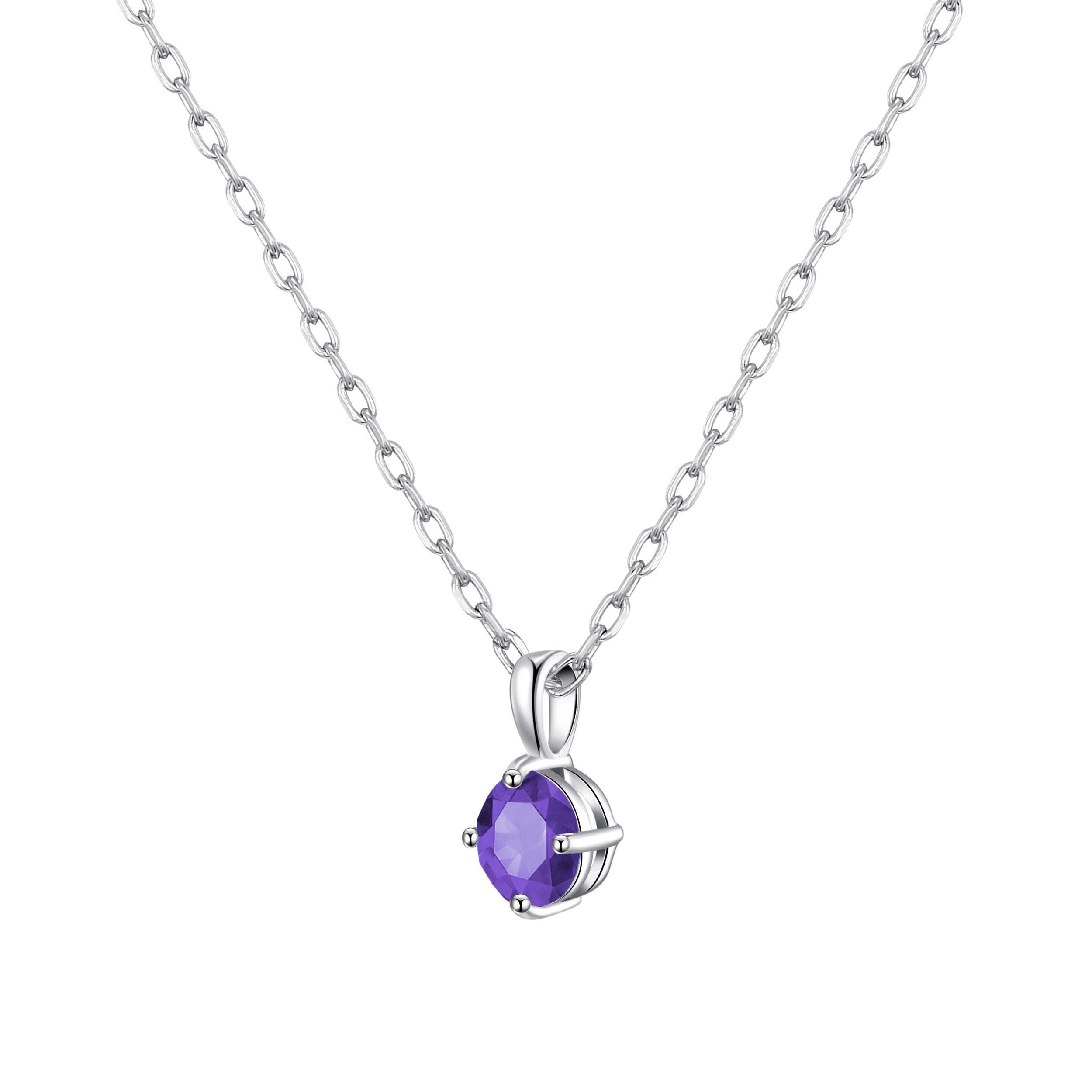 Sterling Silver Light Purple Necklace Created with Zircondia® Crystals by Philip Jones Jewellery
