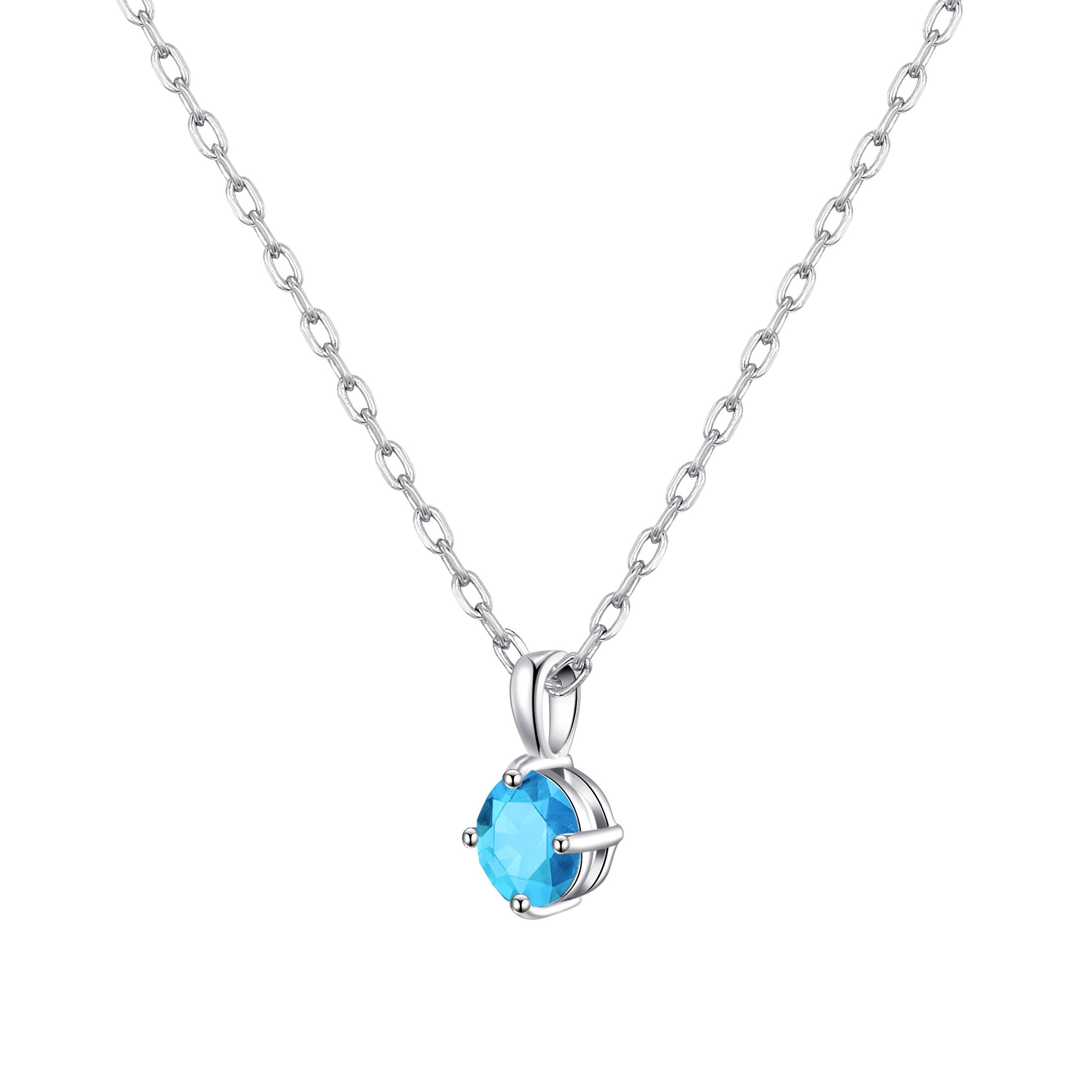 Sterling Silver Light Blue Necklace Created with Zircondia® Crystals by Philip Jones Jewellery