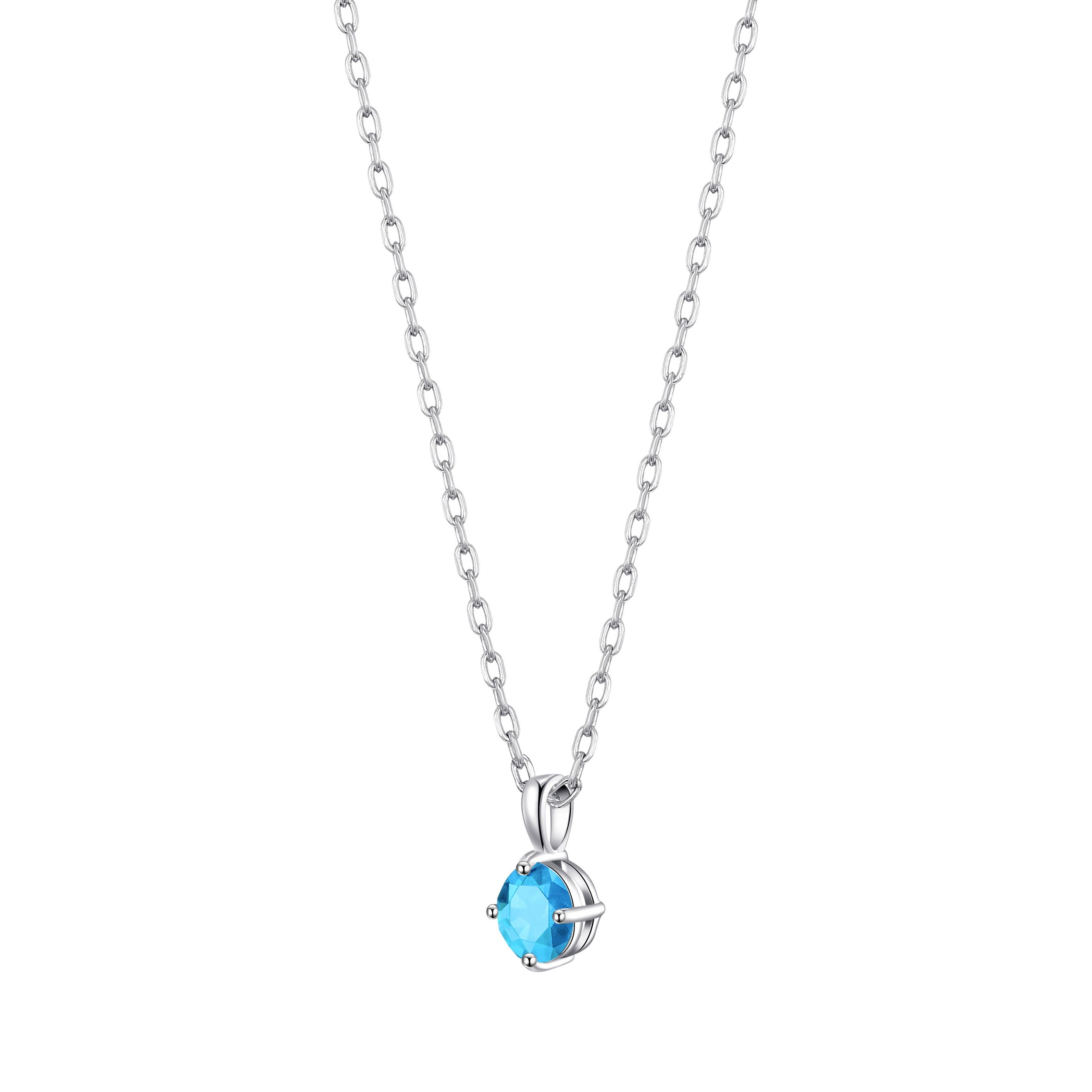 Sterling Silver Light Blue Necklace Created with Zircondia® Crystals