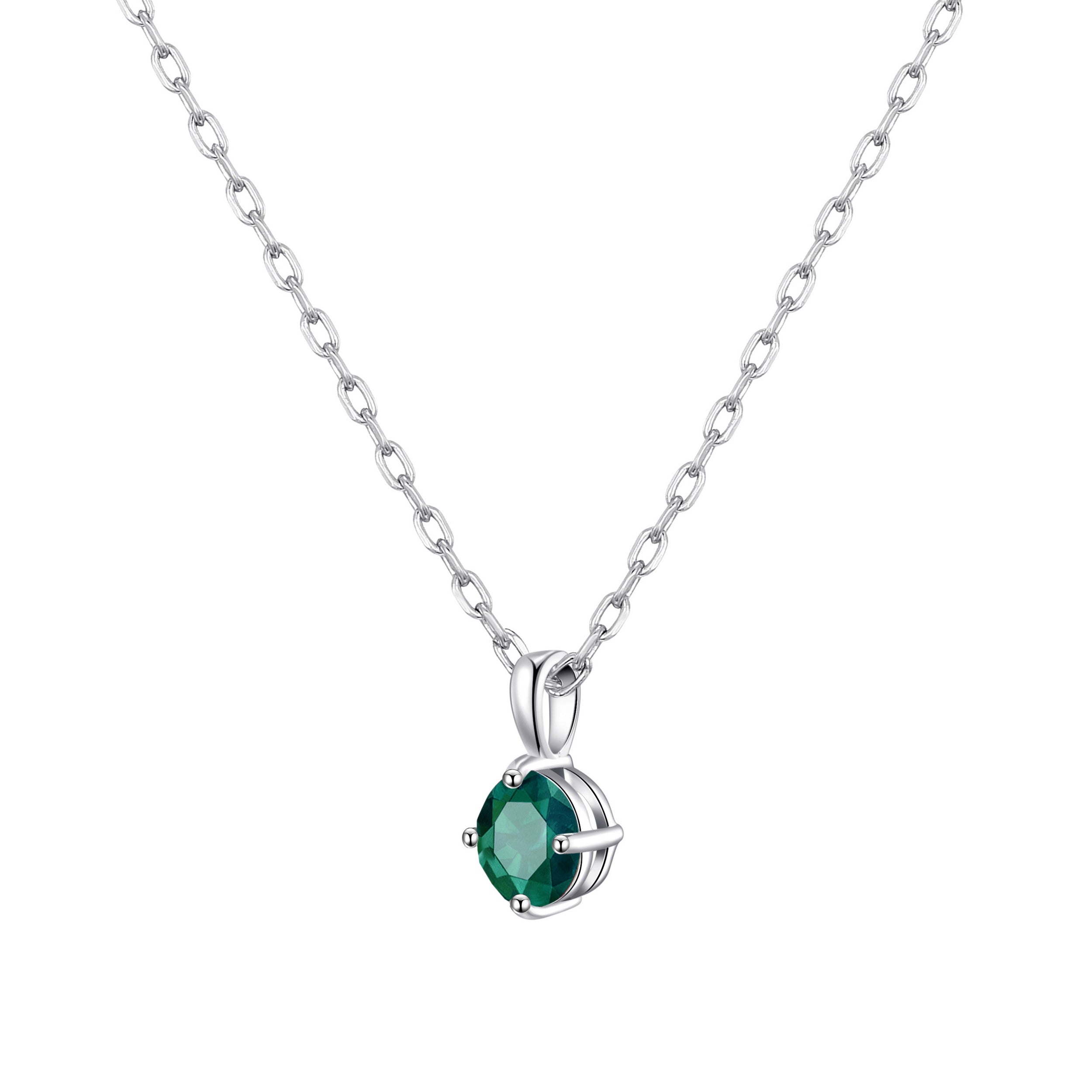 Sterling Silver Green Necklace Created with Zircondia® Crystals by Philip Jones Jewellery