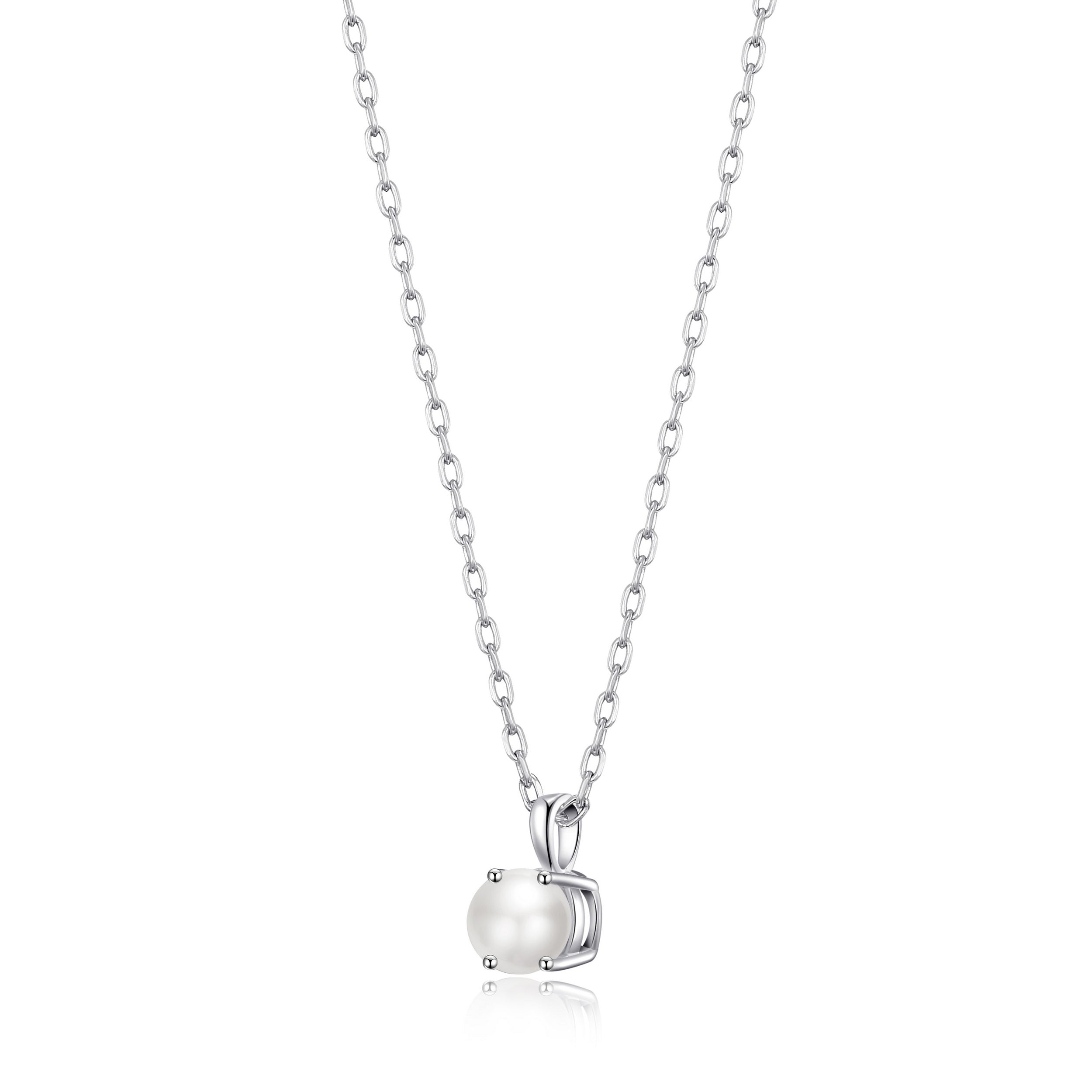 Sterling Silver Pearl Necklace Created with Gemstones from Zircondia®