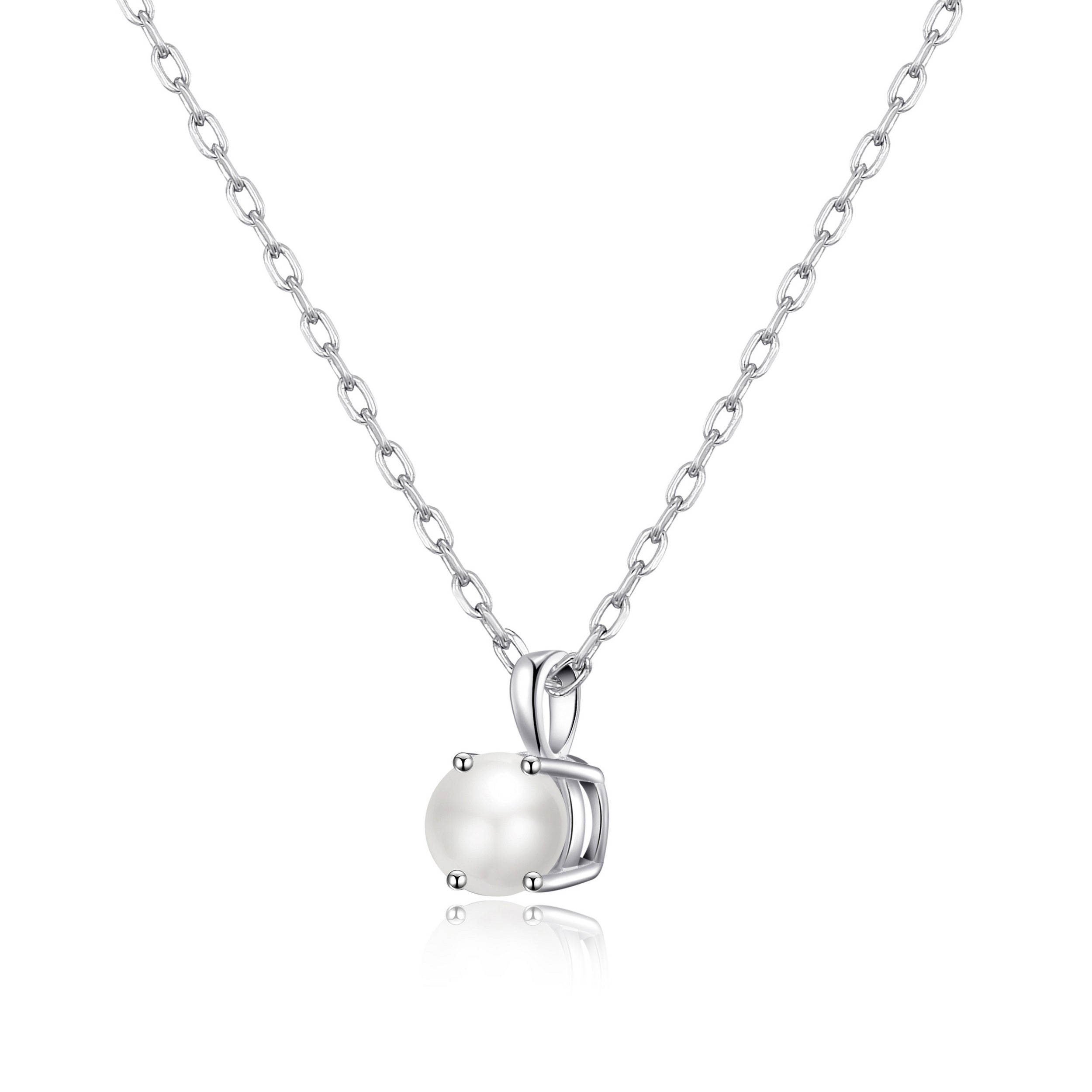 Sterling Silver Pearl Necklace Created with Gemstones from Zircondia® by Philip Jones Jewellery