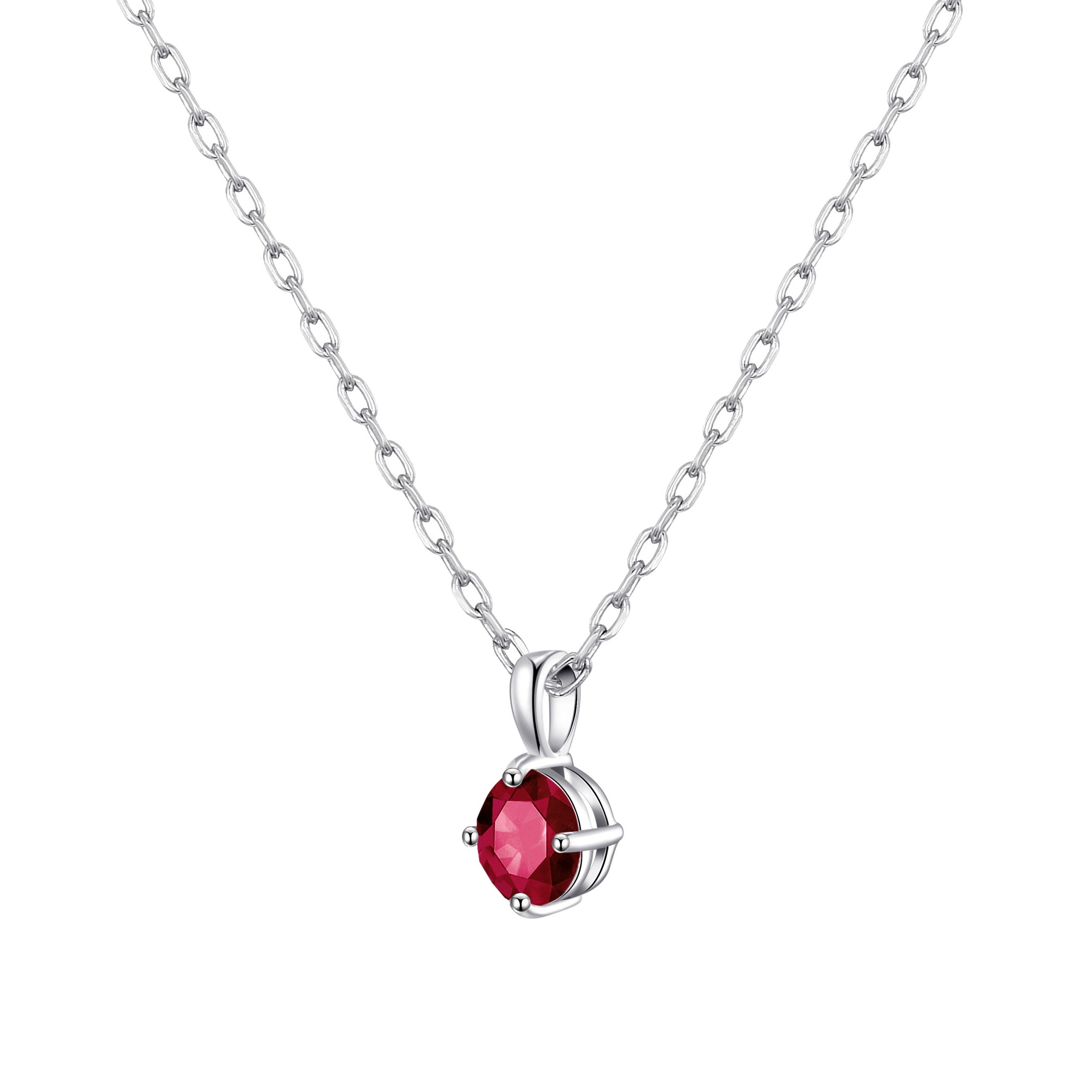 Sterling Silver Red Necklace Created with Zircondia® Crystals by Philip Jones Jewellery
