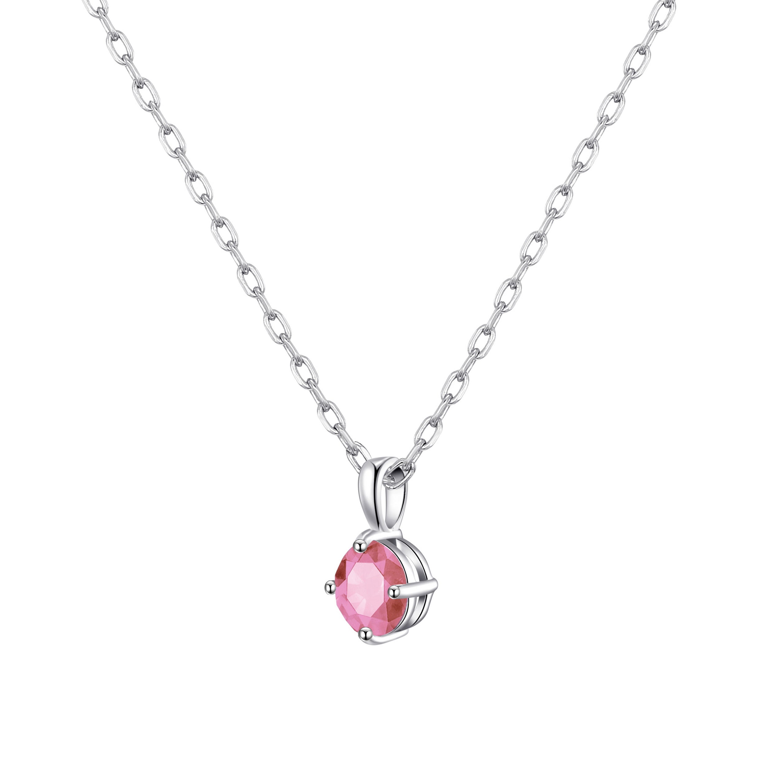 Sterling Silver Pink Necklace Created with Zircondia® Crystals by Philip Jones Jewellery