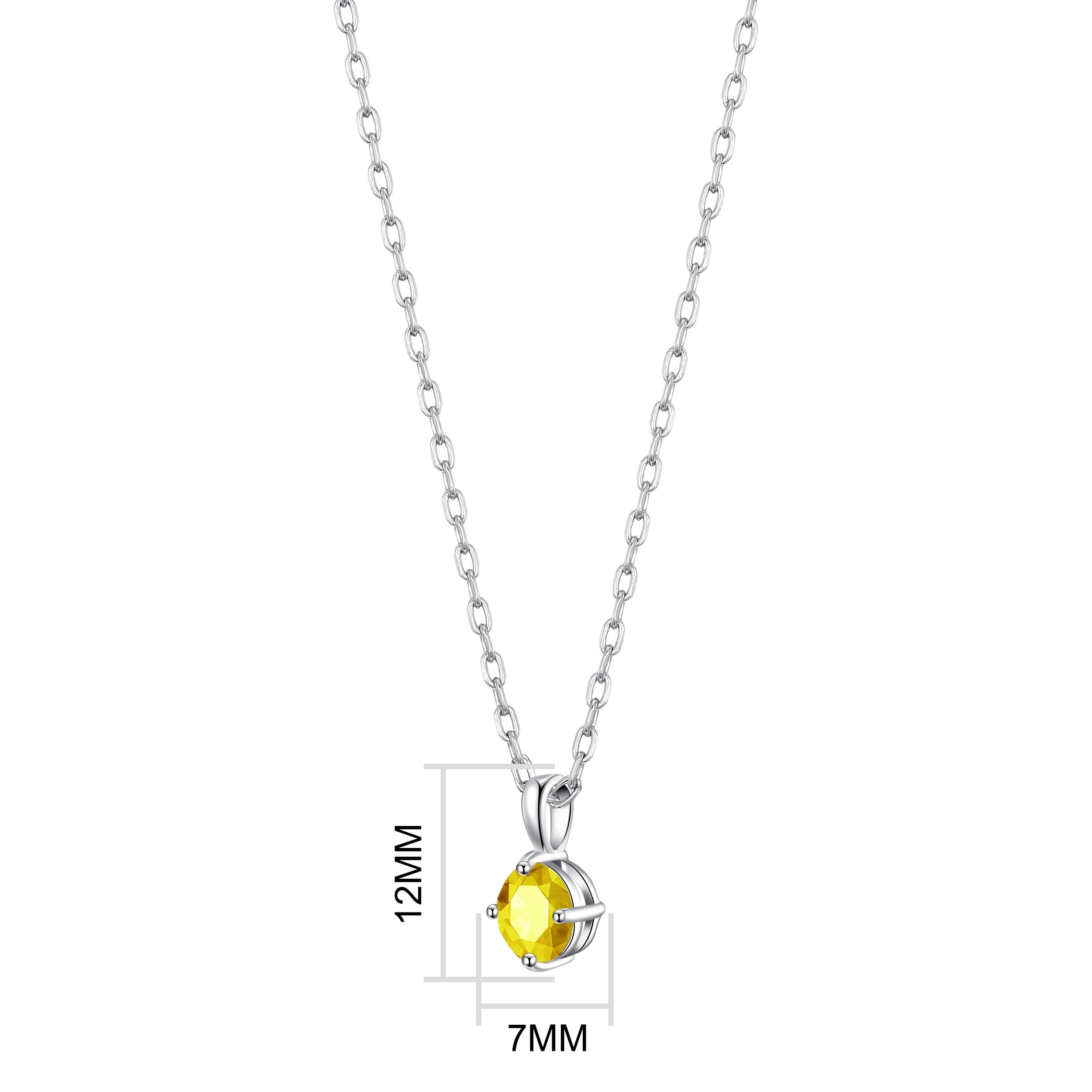 Sterling Silver Yellow Necklace Created with Zircondia® Crystals