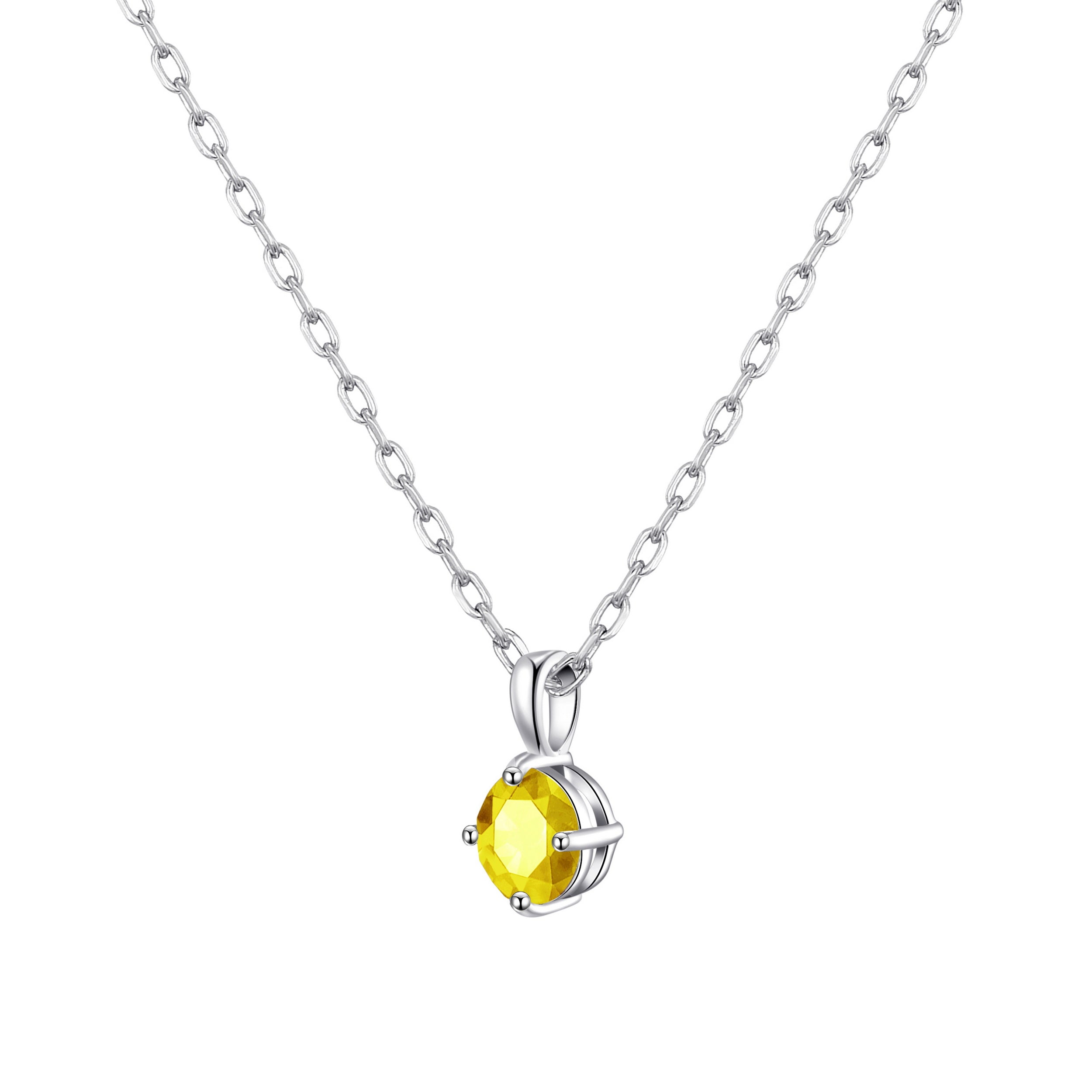 Sterling Silver Yellow Necklace Created with Zircondia® Crystals by Philip Jones Jewellery
