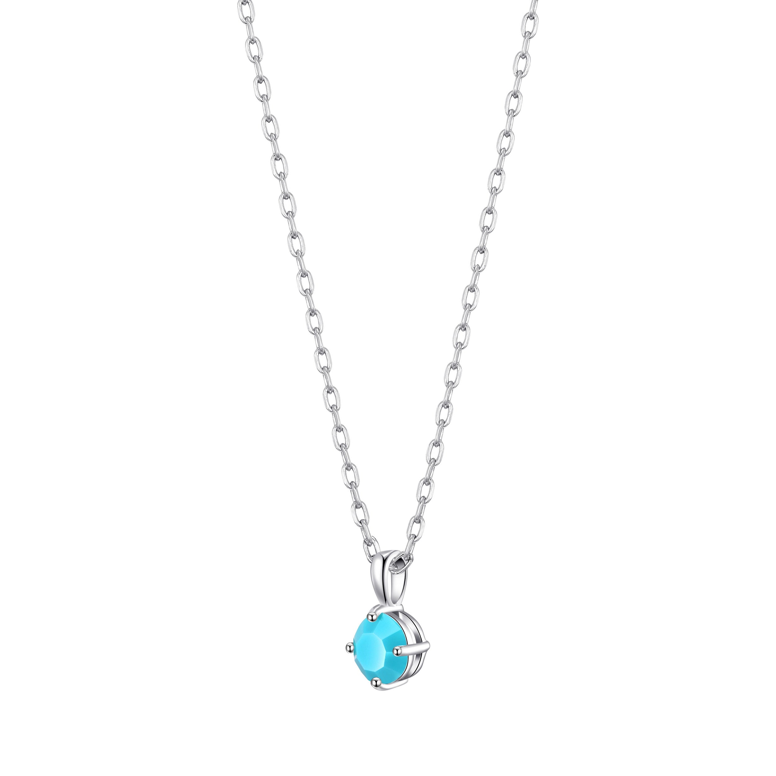 Sterling Silver Turquoise Necklace Created with Zircondia® Crystals