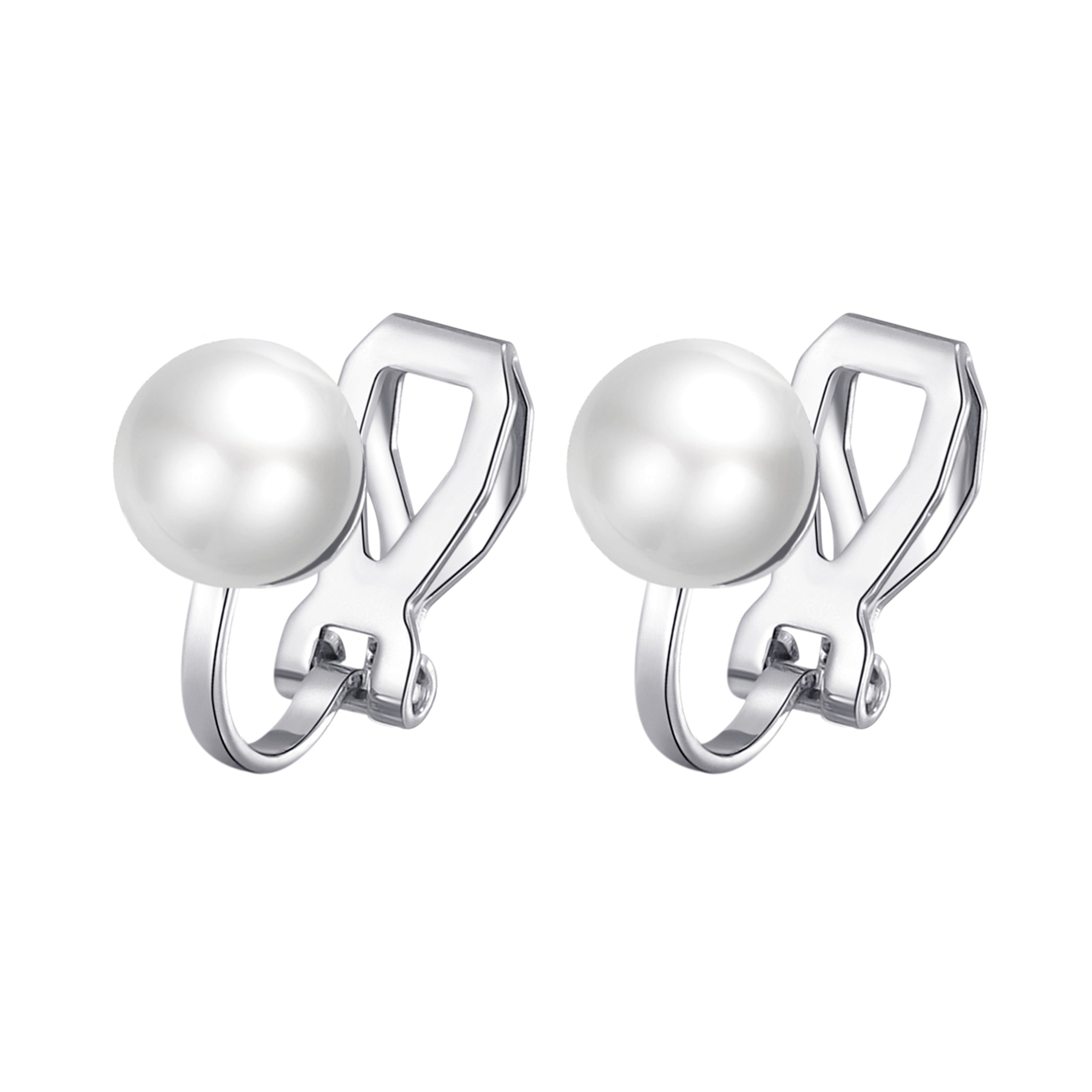 Pearl Clip On Earrings Created with Gemstones from Zircondia® by Philip Jones Jewellery