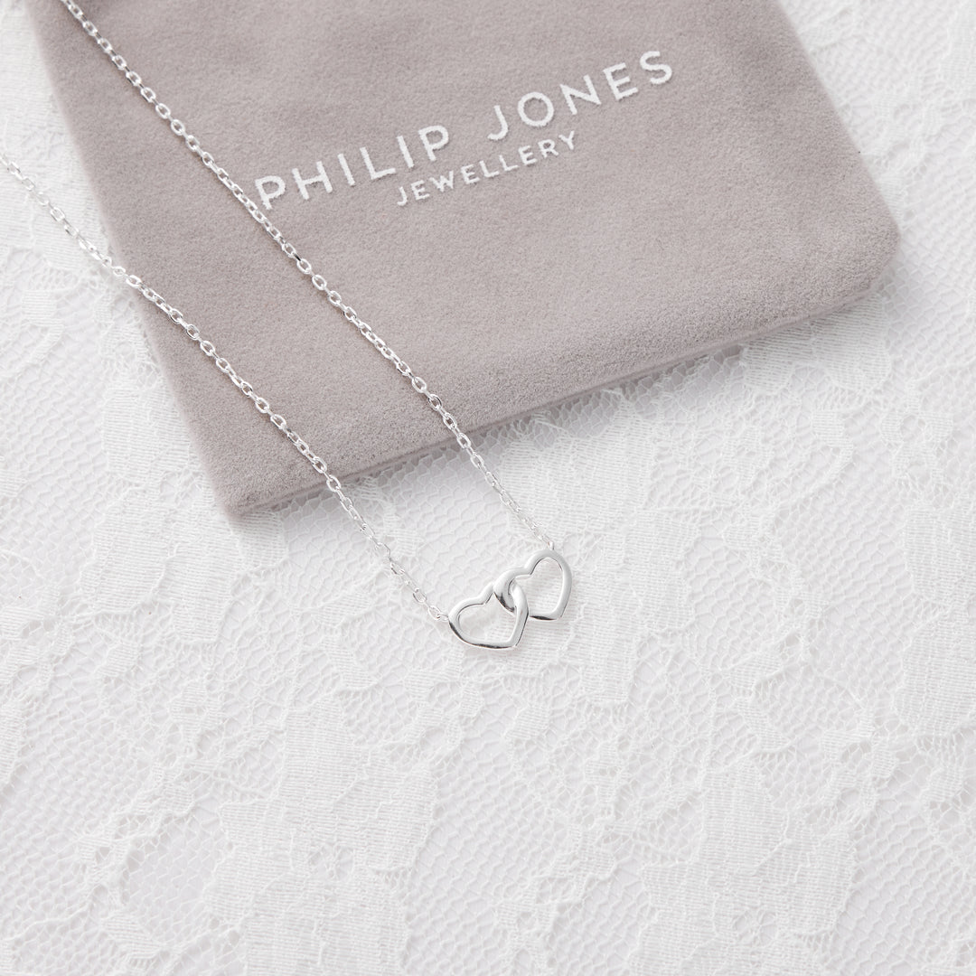 Sterling Silver Heart Link Bridal Necklace