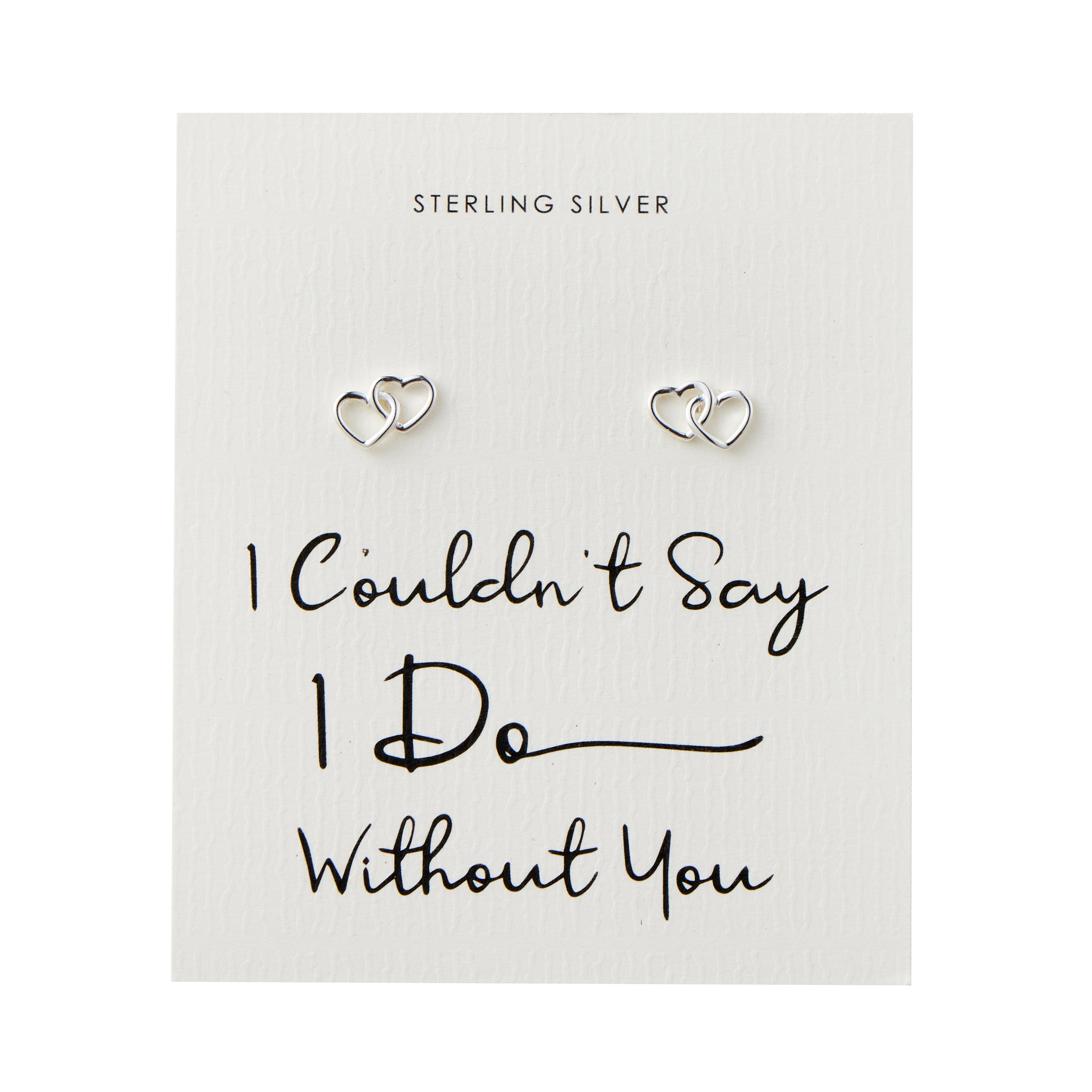 Sterling Silver I Couldn't Say I Do Without You Heart Link Earrings