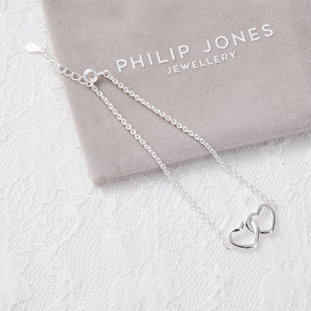 Sterling Silver Heart Link Bridal Bracelet