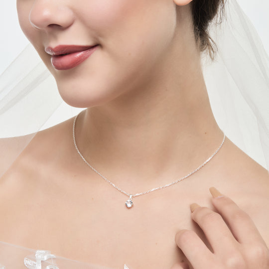 Sterling Silver I Couldn't Say I Do Without You Wedding Solitaire Crystal Necklace