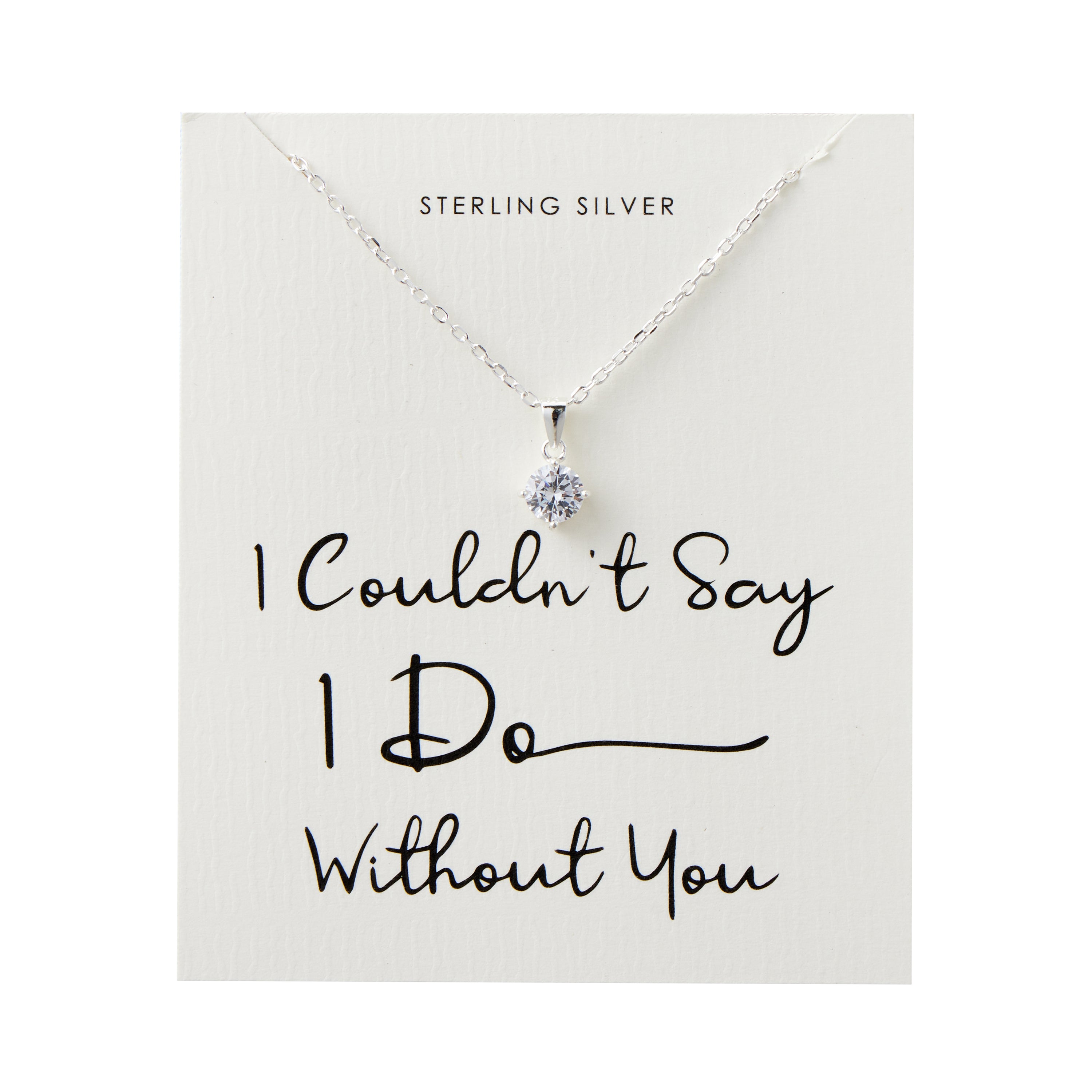 Sterling Silver I Couldn't Say I Do Without You Solitaire Crystal Necklace by Philip Jones Jewellery