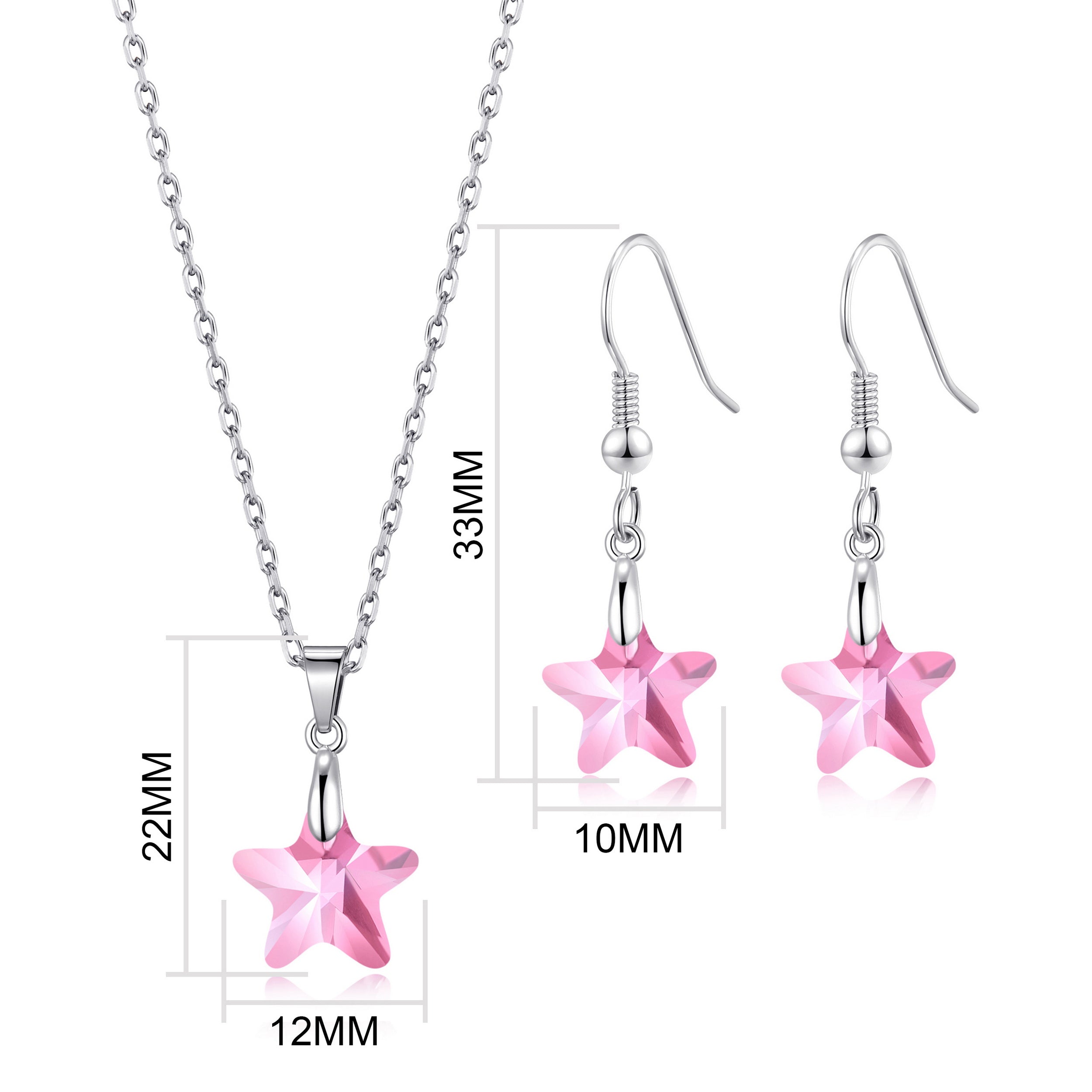 Sterling Silver Light Rose Star Set Created with Zircondia® Crystals
