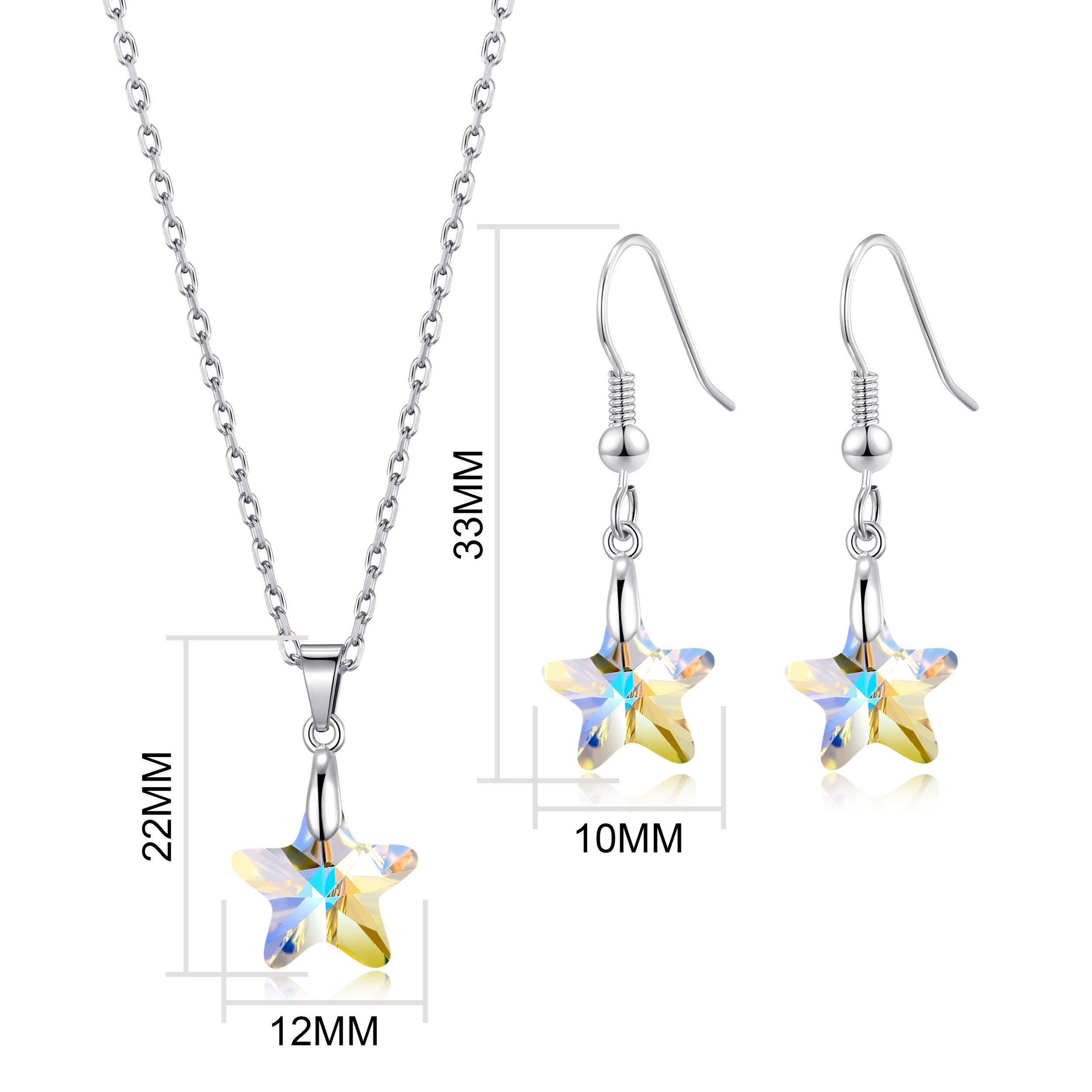 Sterling Silver Aurora Borealis Star Set Created with Zircondia® Crystals