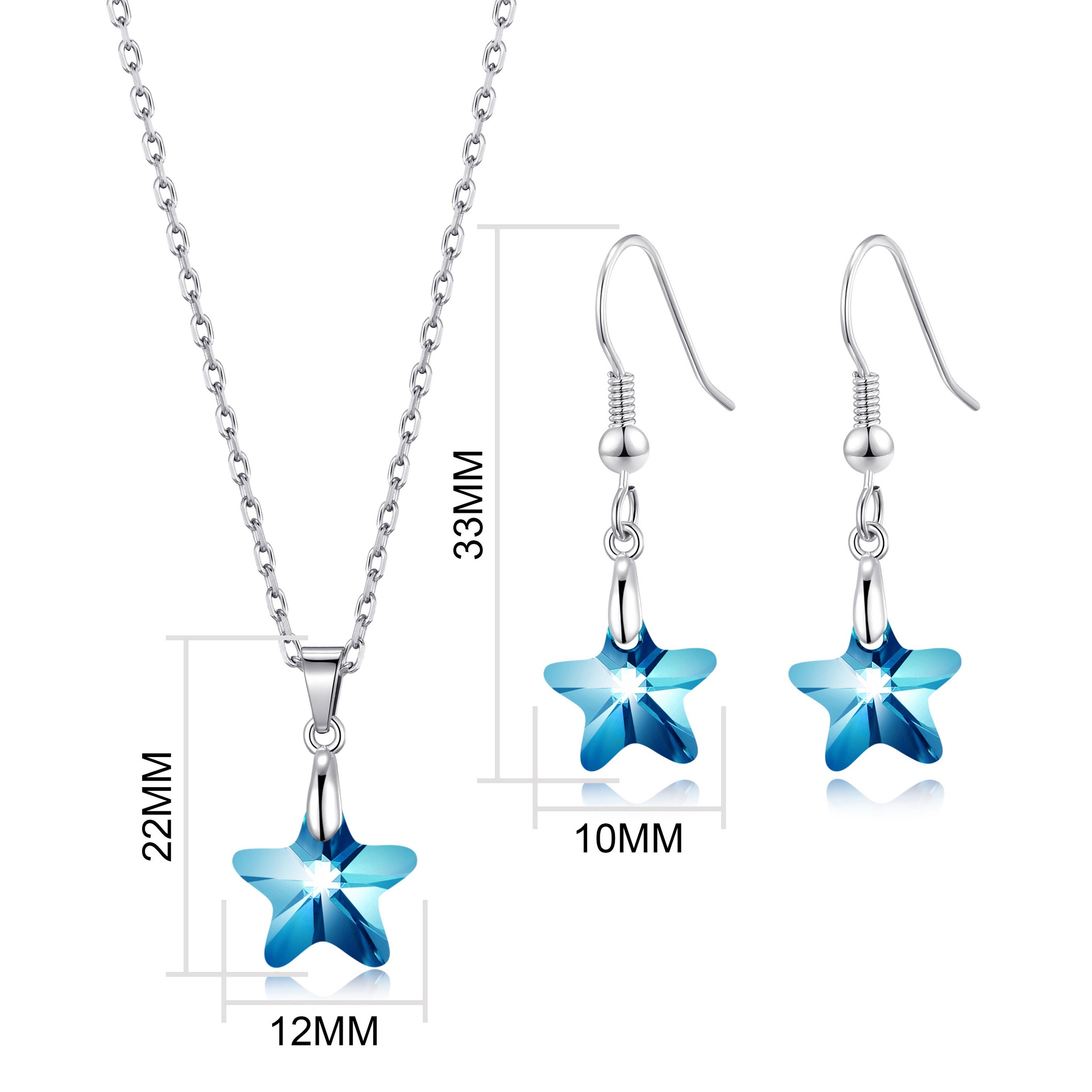 Sterling Silver Aquamarine Star Set Created with Zircondia® Crystals