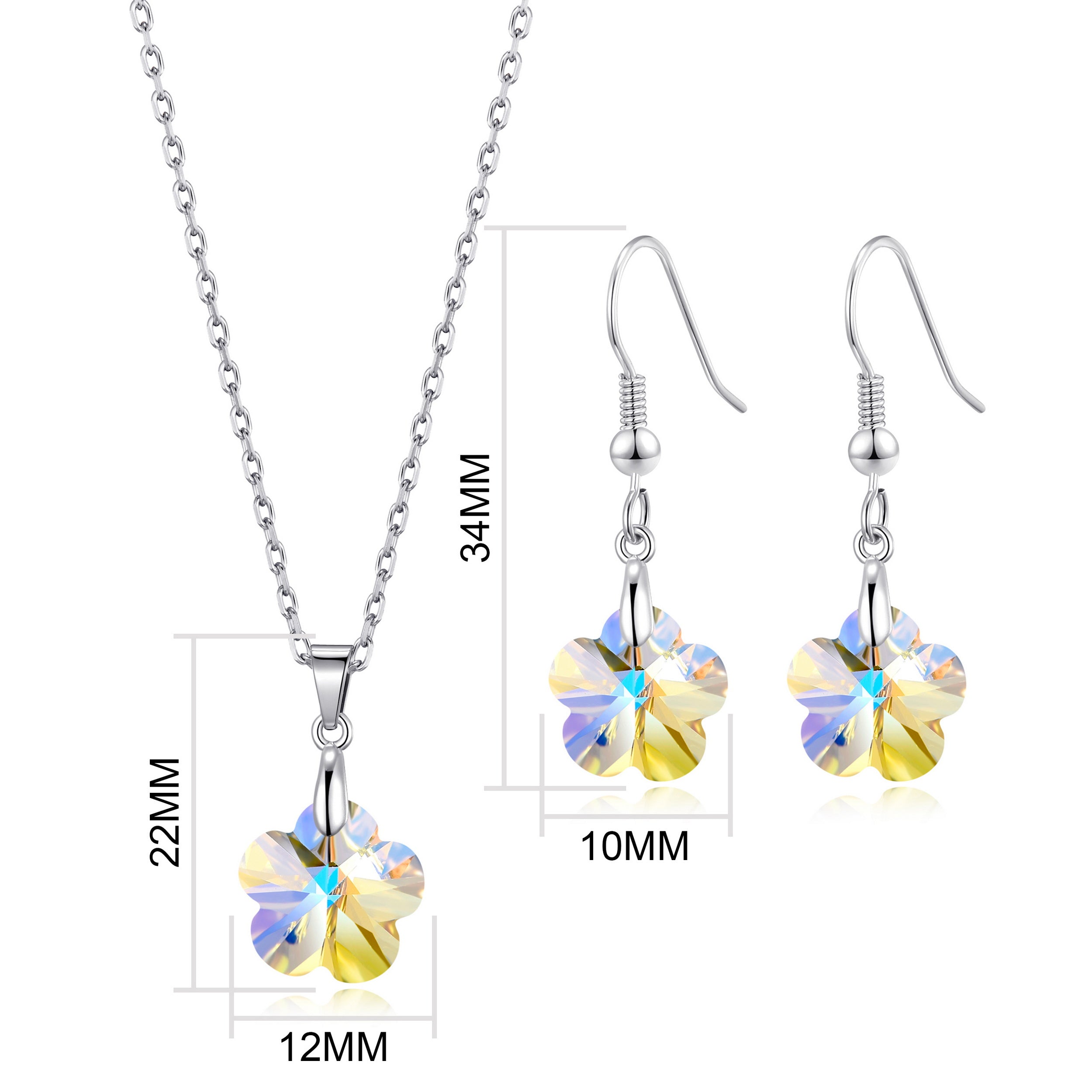 Sterling Silver Aurora Borealis Flower Set Created with Zircondia® Crystals