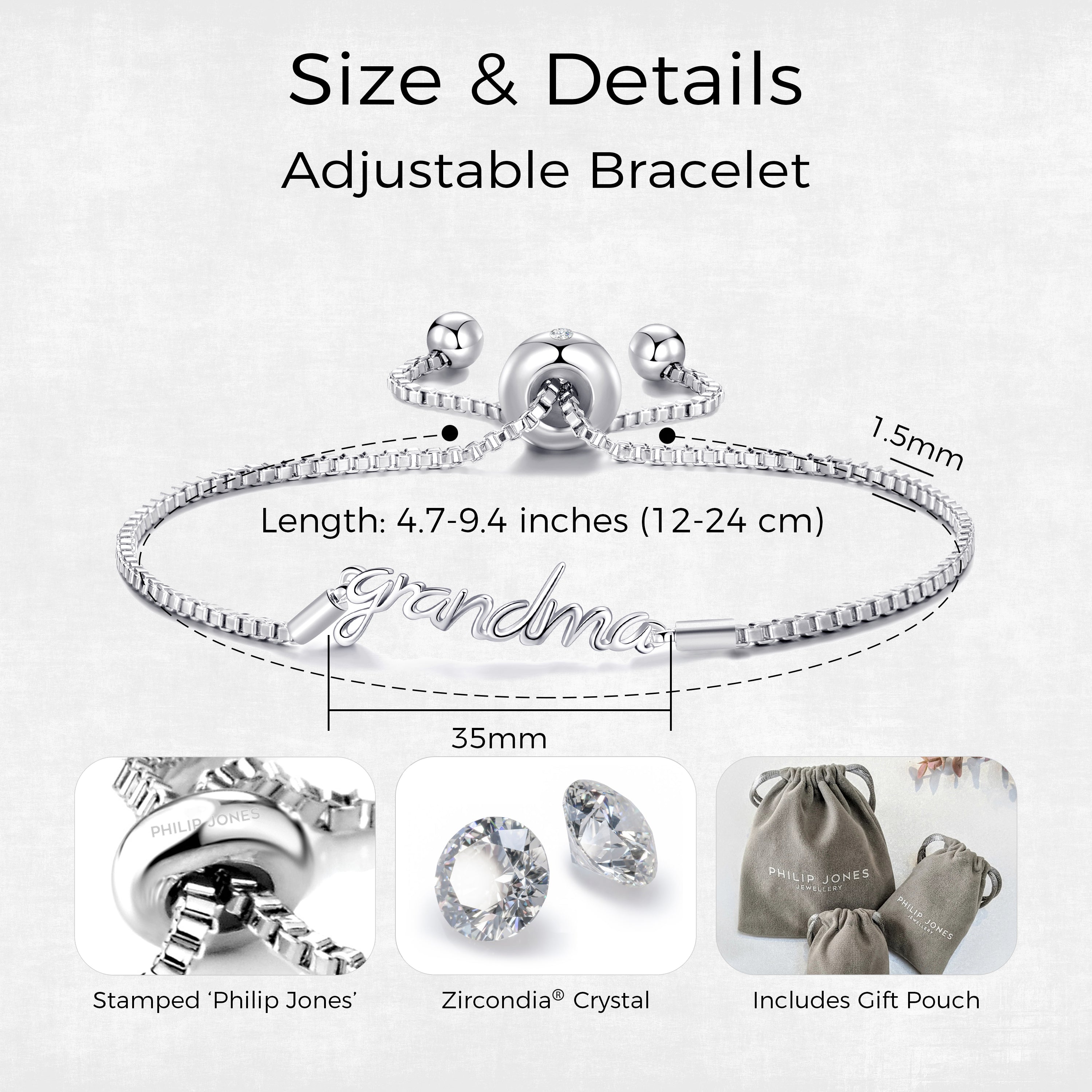 Silver Plated Grandma Bracelet Created with Zircondia® Crystals