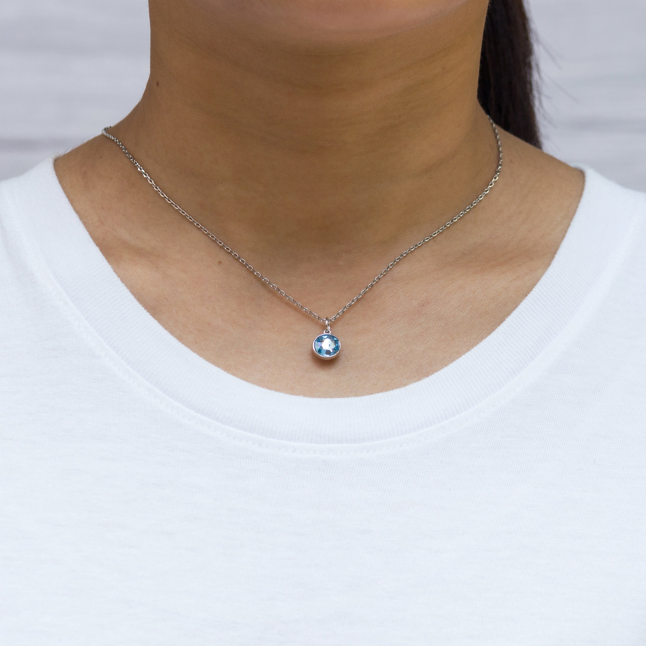 March (Aquamarine) Birthstone Necklace & Drop Earrings Set Created with Zircondia® Crystals