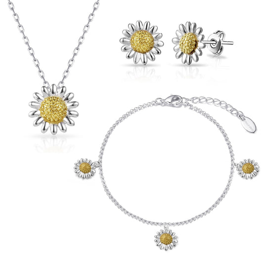 3pc Daisy Bracelet Set - Philip Jones Jewellery
